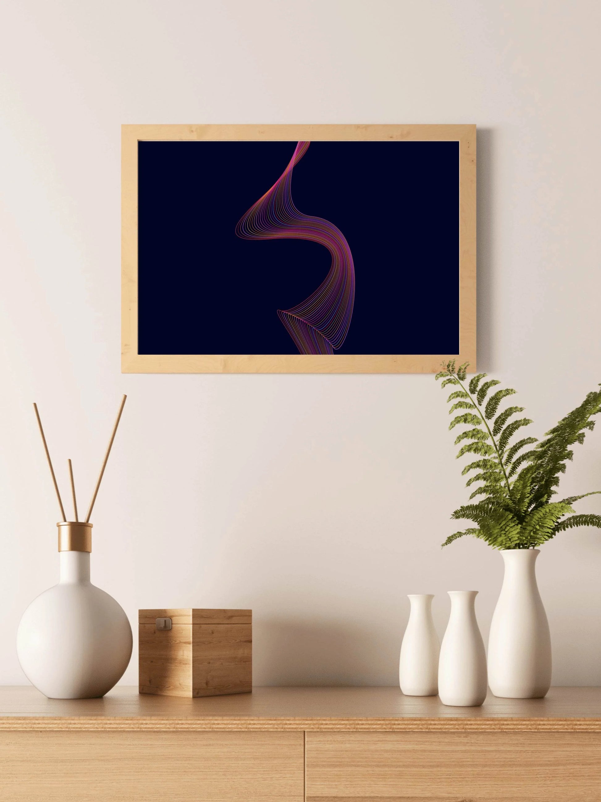 Technology Wave Lines Abstract Wall Art - beink online art store
