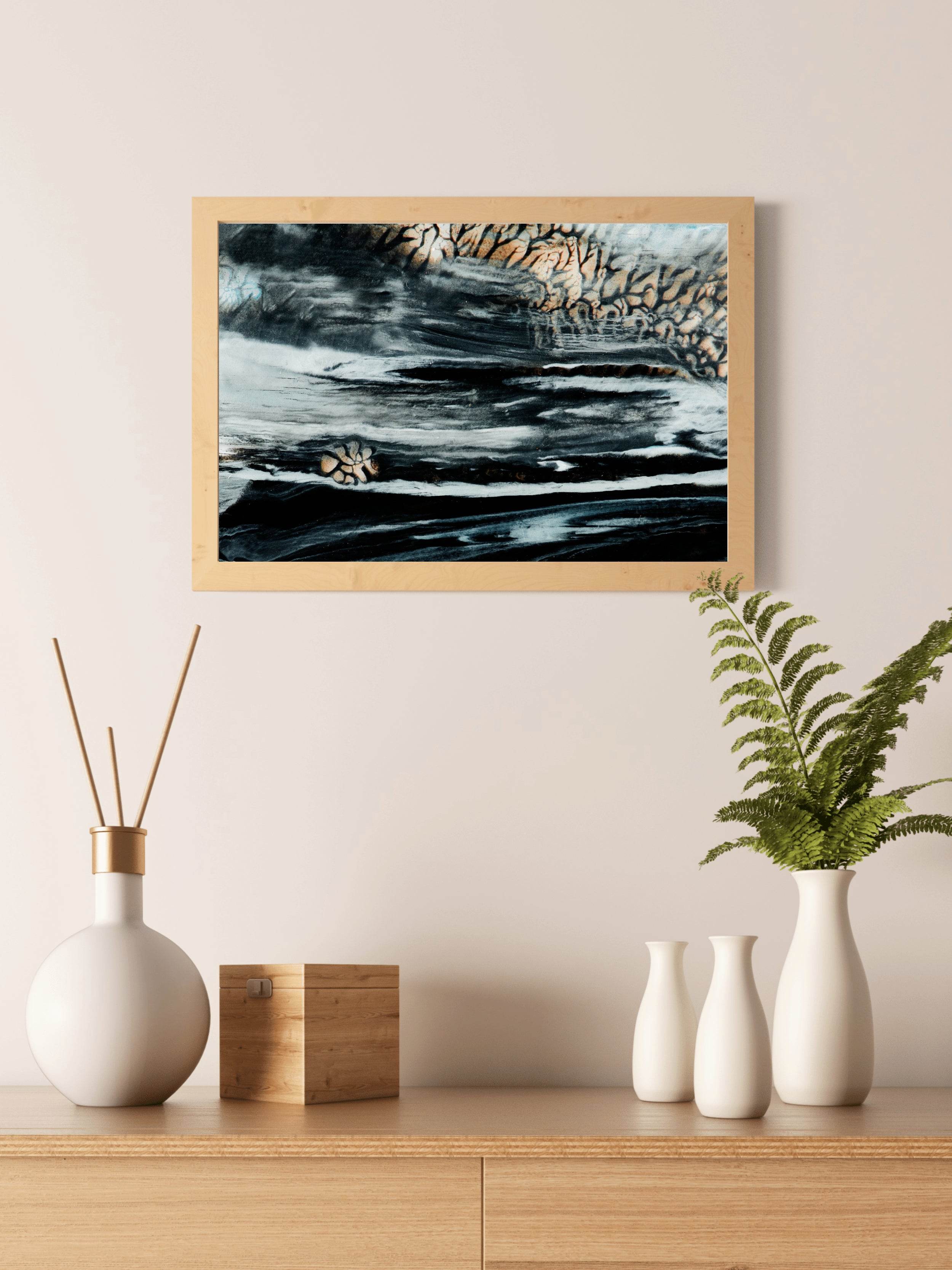 Dark Textured Oil Painting Abstract Wall Art - beink online art store