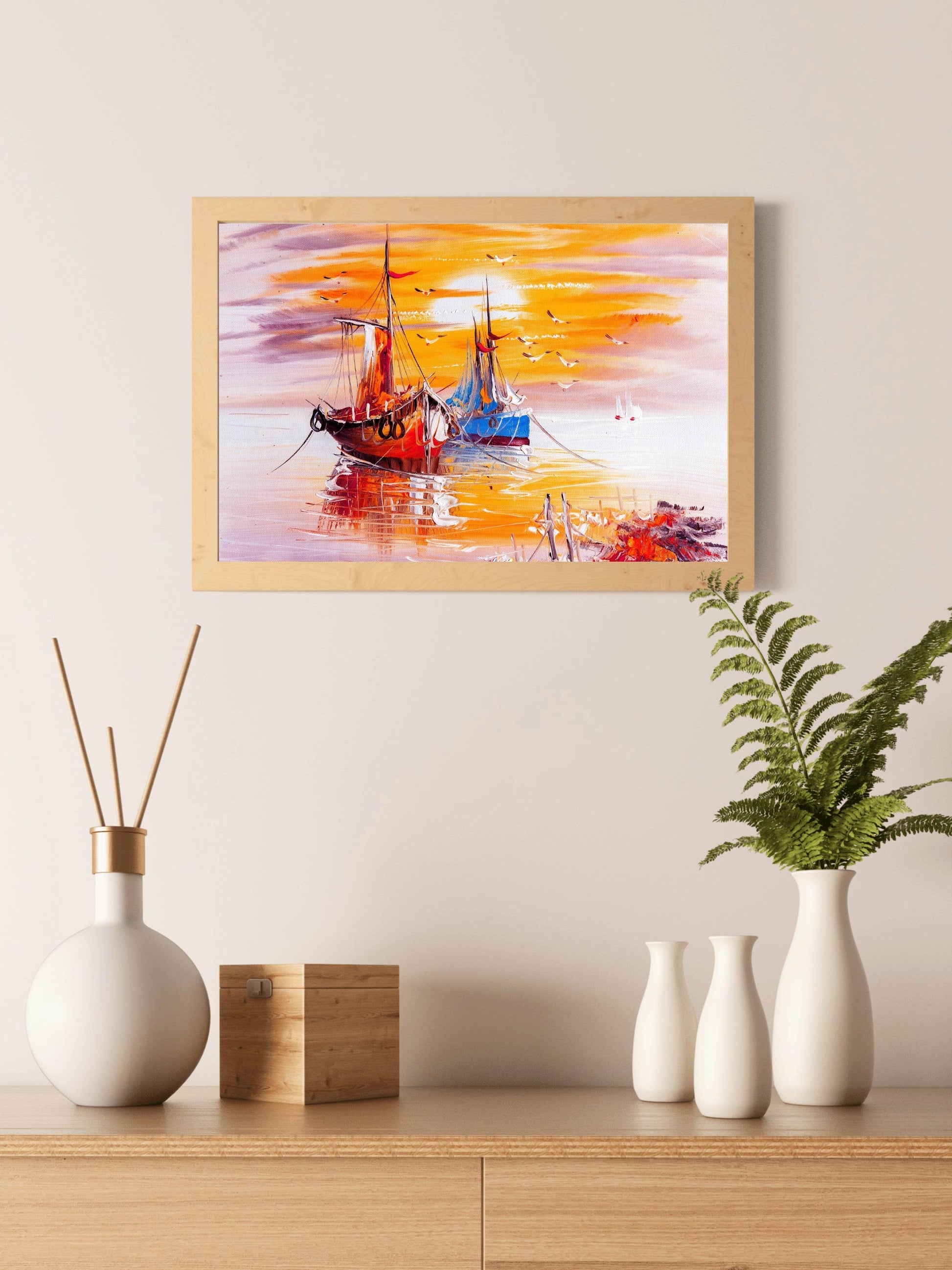Watercolor Painting of Cargo Ship Wall Art - beink online art store