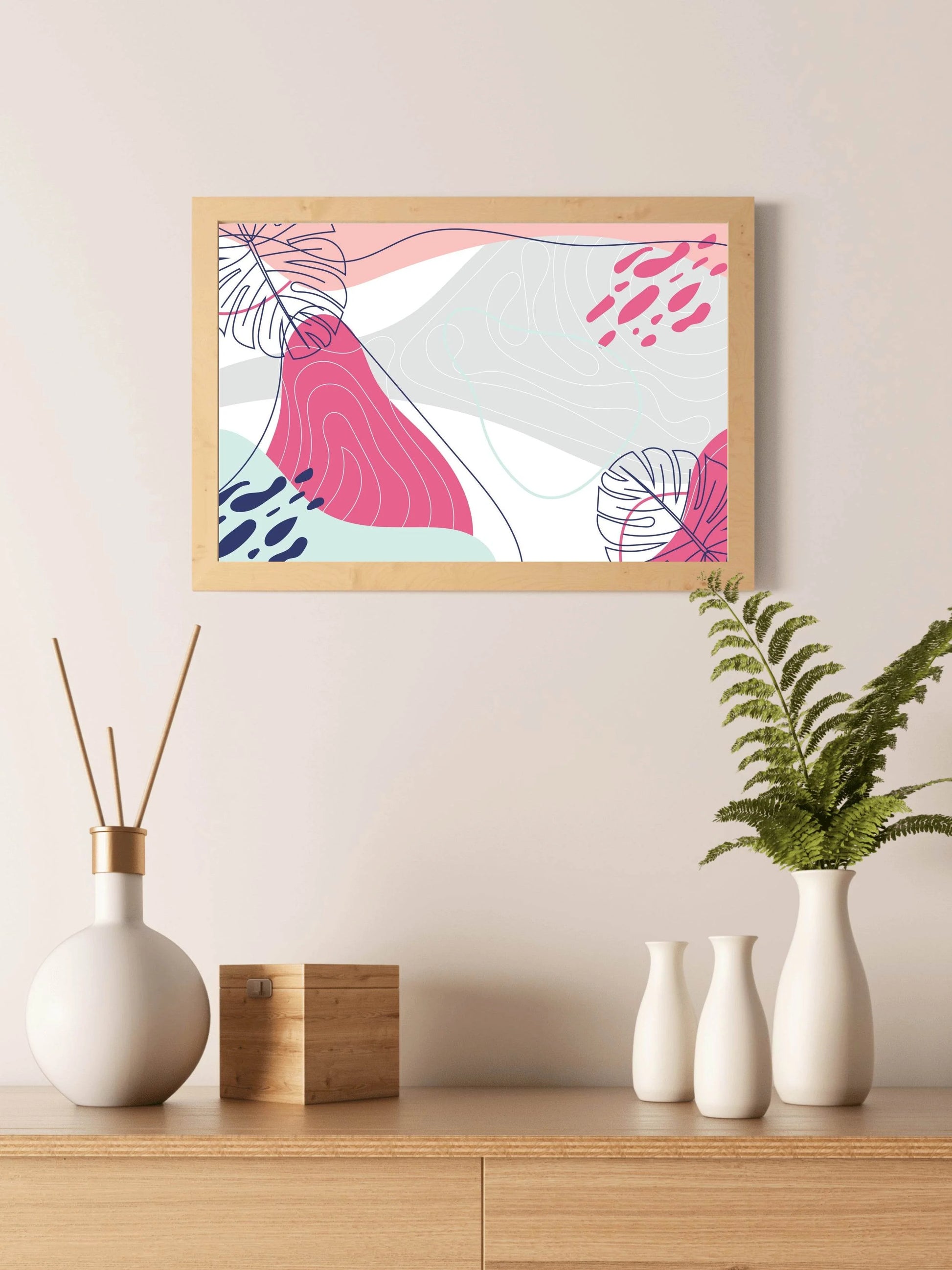 Monstera Deliciosa Flower With Pink Background Wll Art - beink online art store