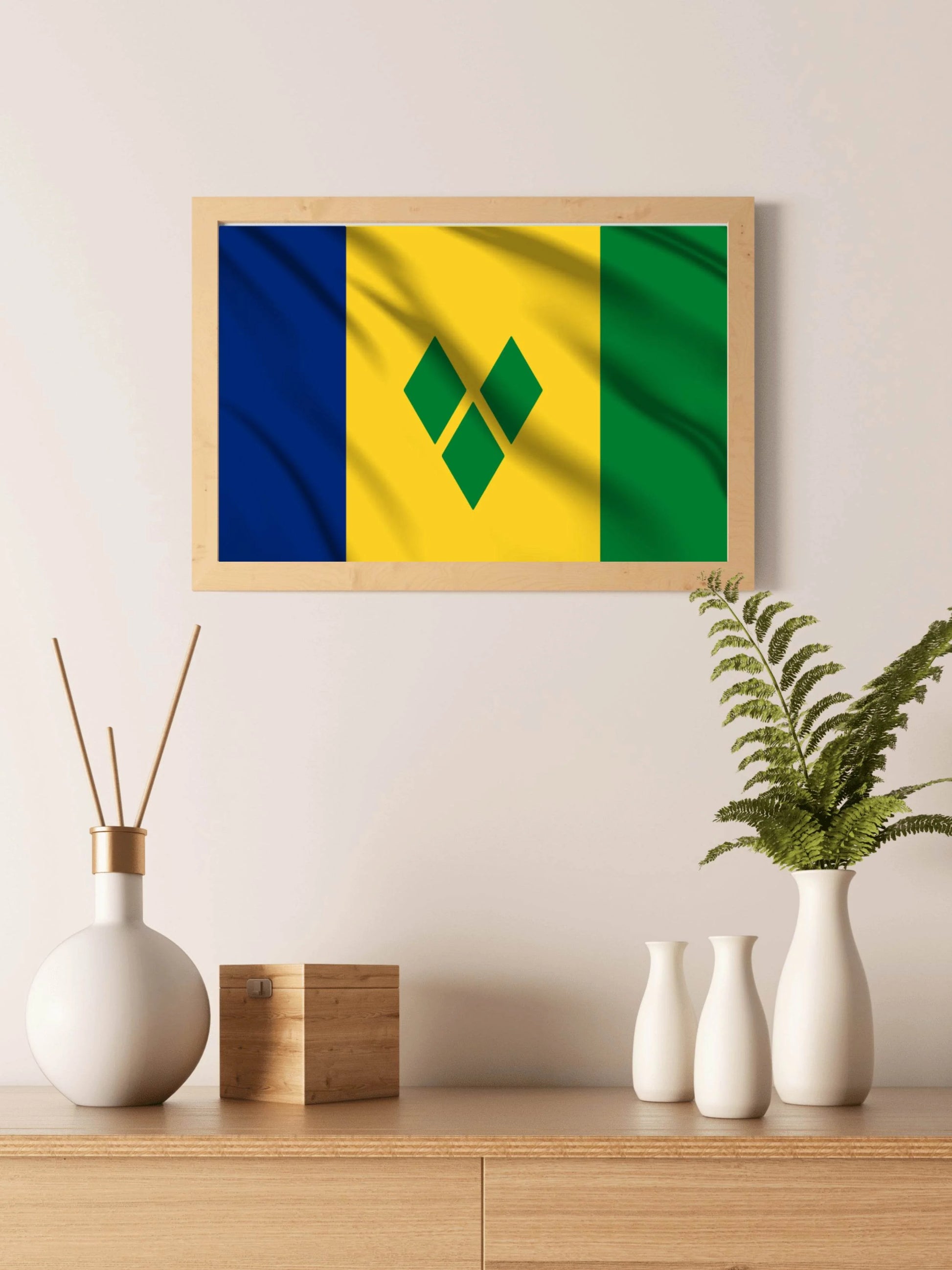 Saint Vincent and the Grenadines National Flag Wall Art - beink online art store