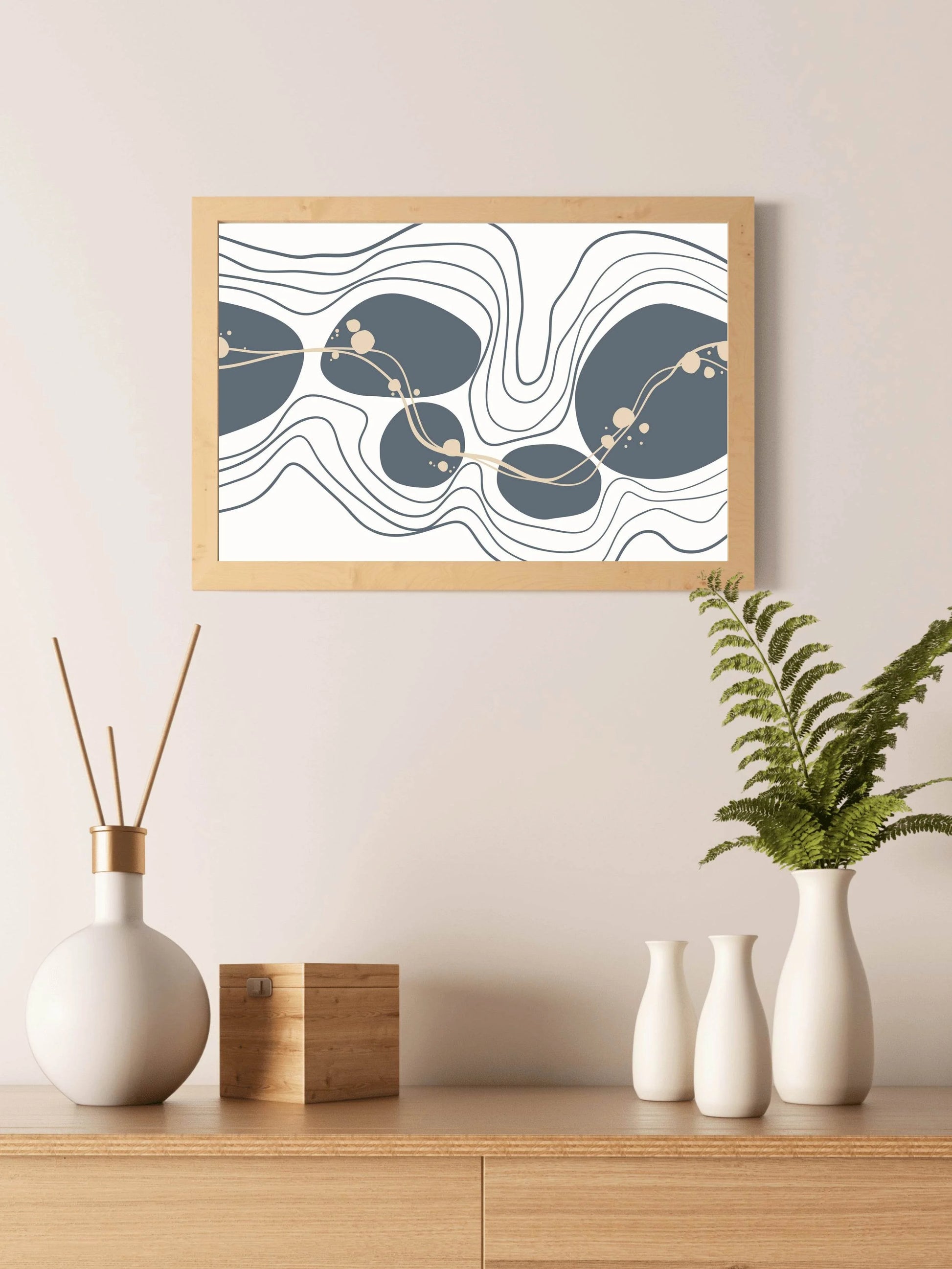 Wavy Handdrawn Shape Abstract Wall Art - beink online art store