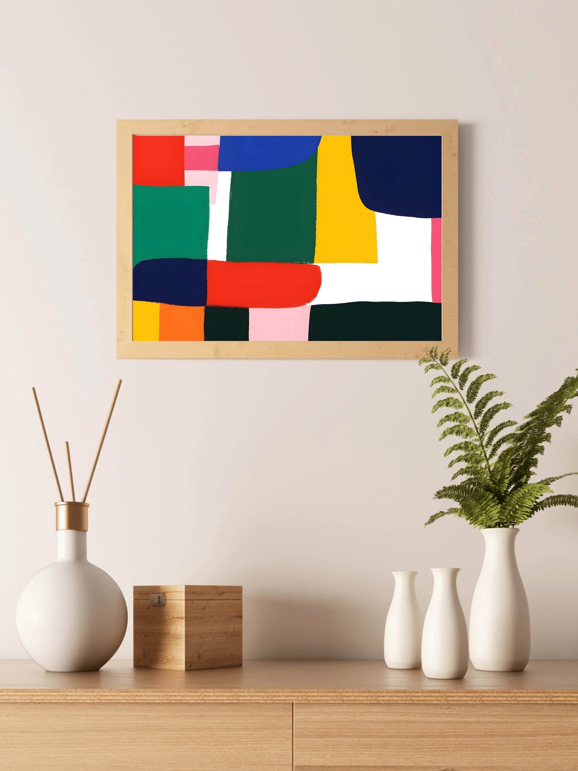 Watercolor Colorful Painted Great Abstract Shapes - beink online art store