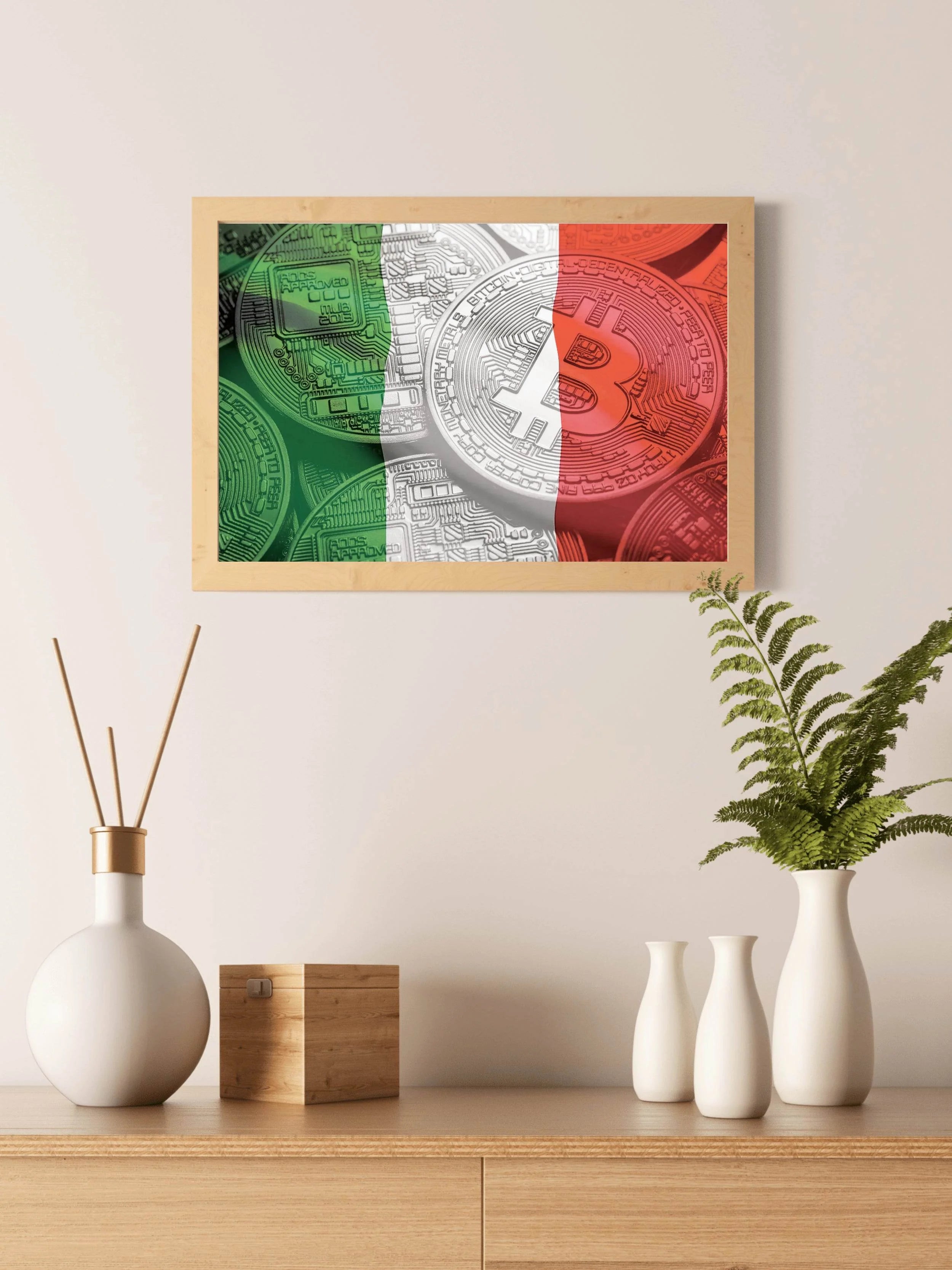 Crypto Bitcoin Money Flag Wall Art - beink online art store