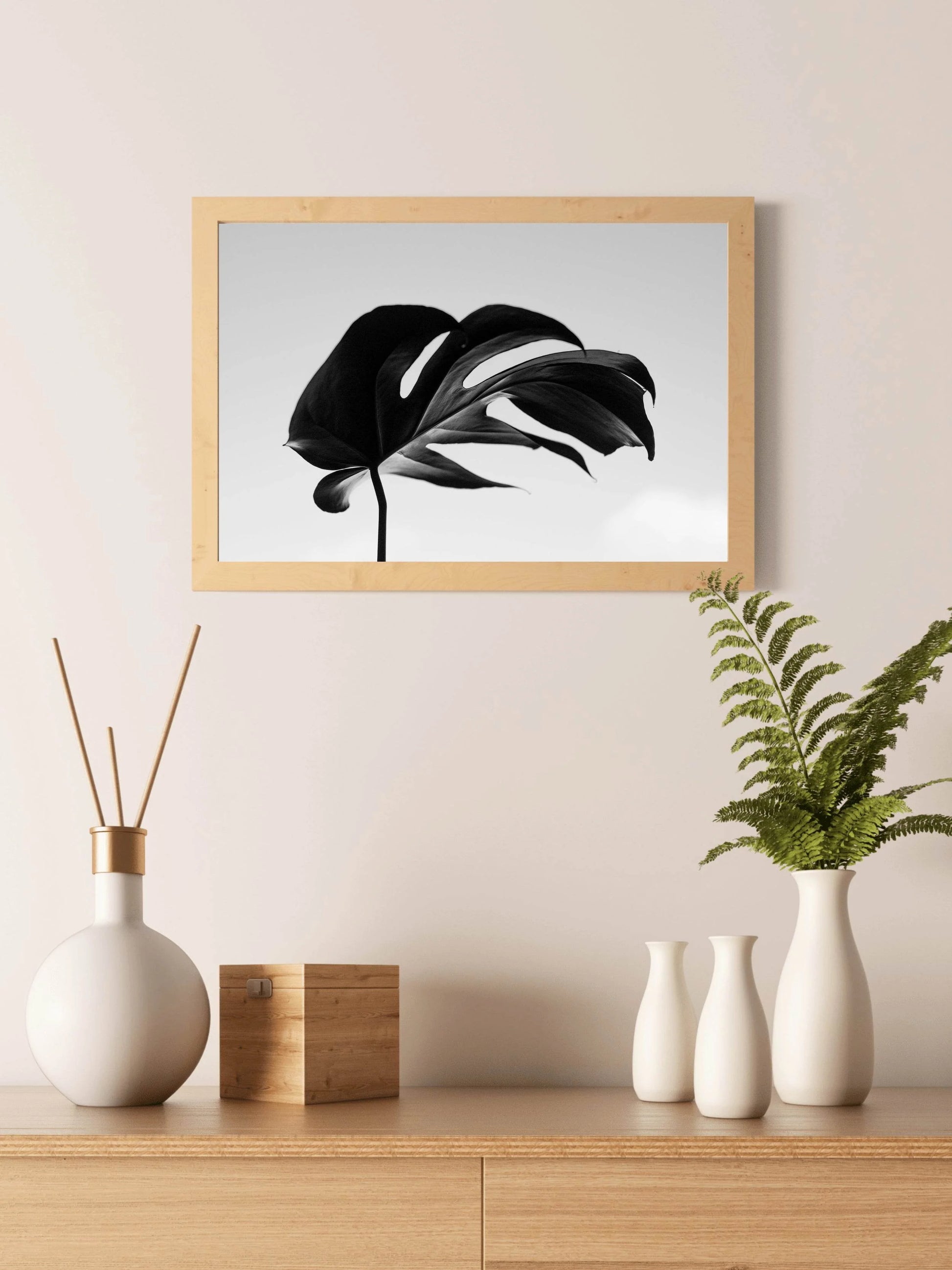 Monstera Deliciosa Black & White Wall Art - beink online art store