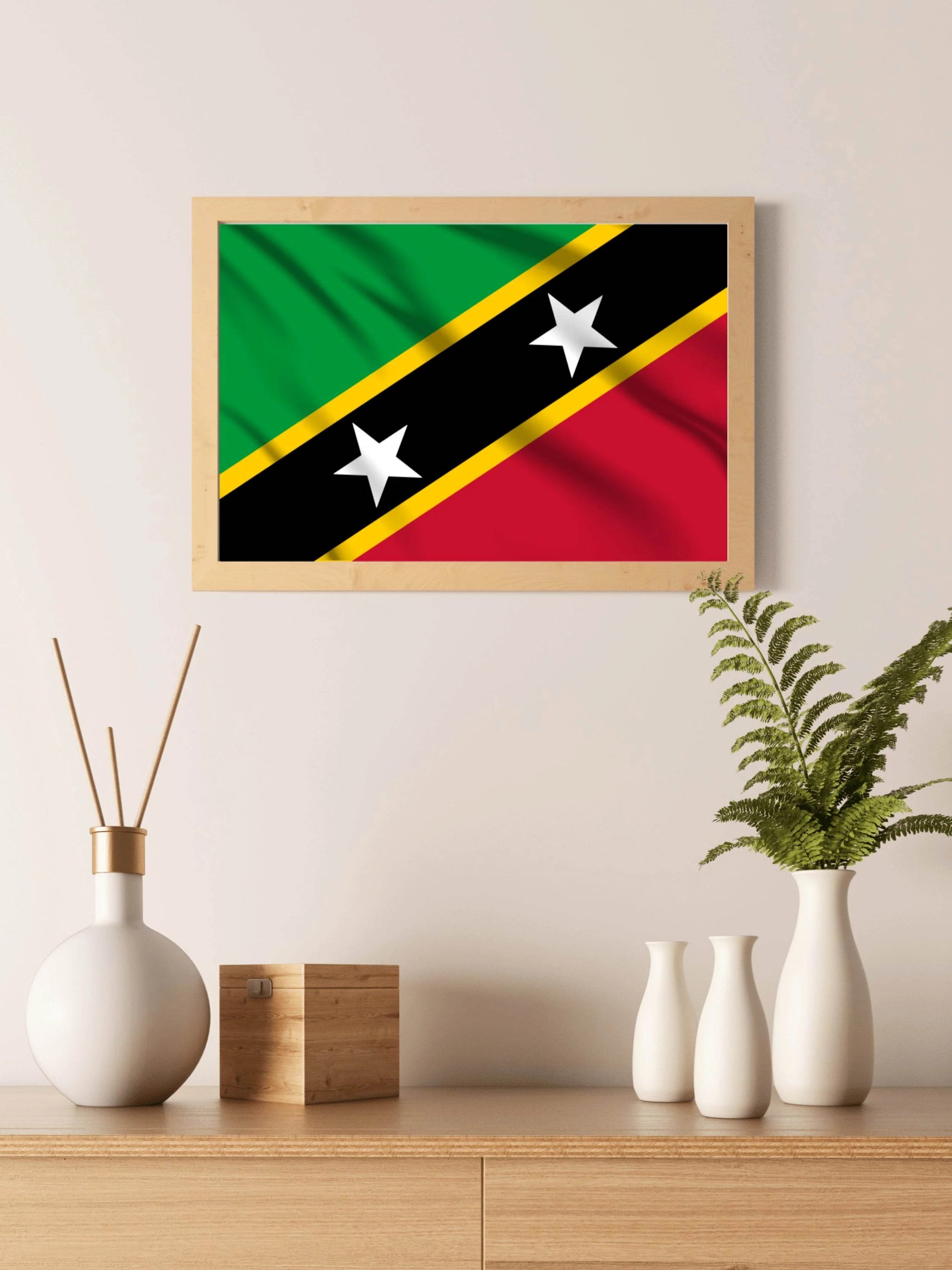 Saint Kitts and Nevis National Flag Wall Art - beink online art store