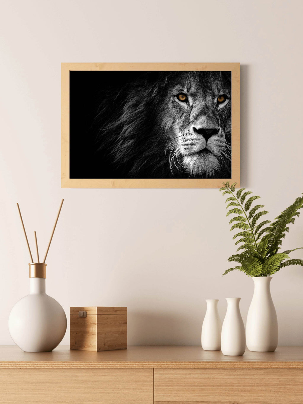 Barbary Lion Black & White Wall Art - beink online art store