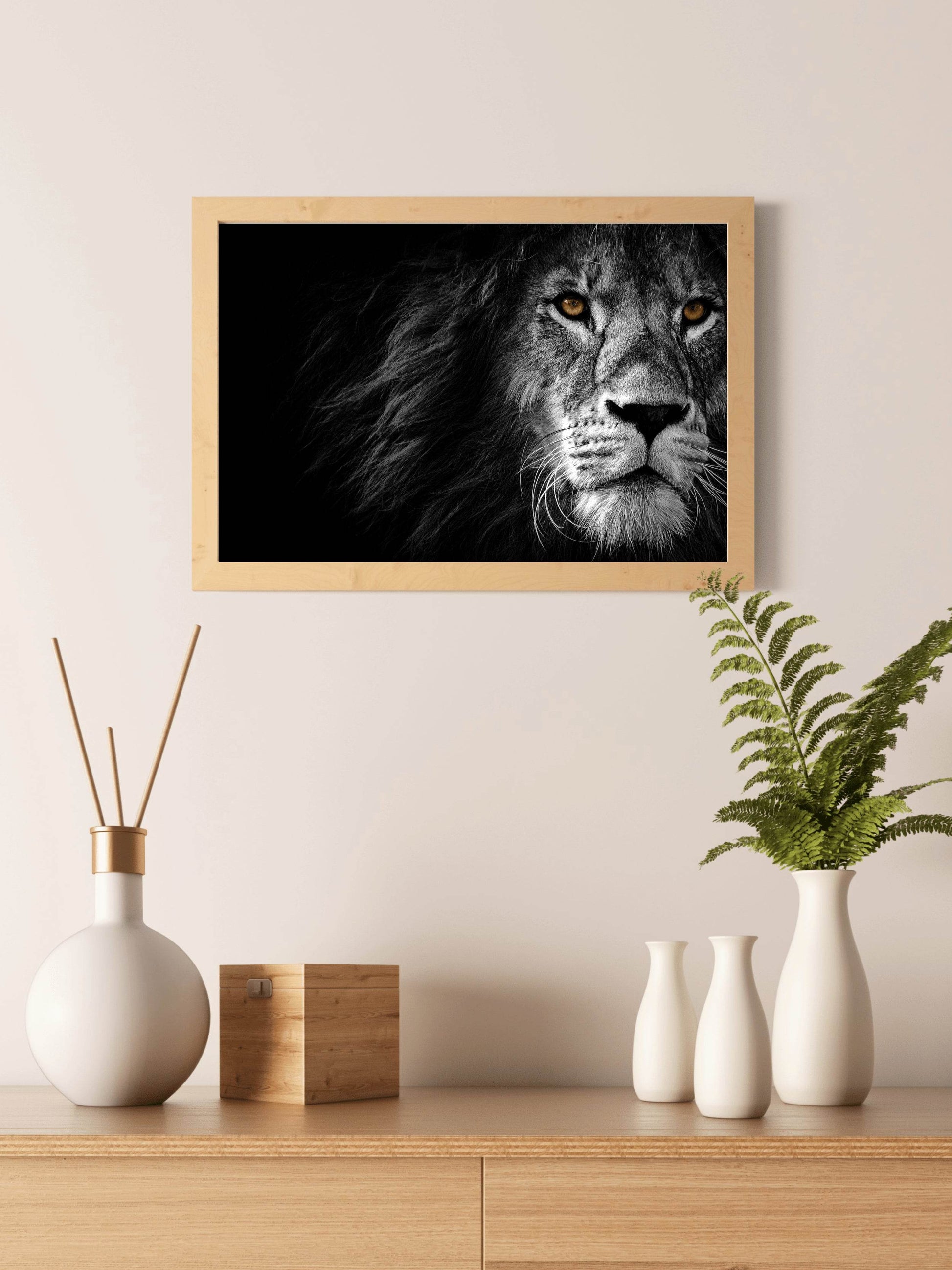 Barbary Lion Black & White Wall Art - beink online art store
