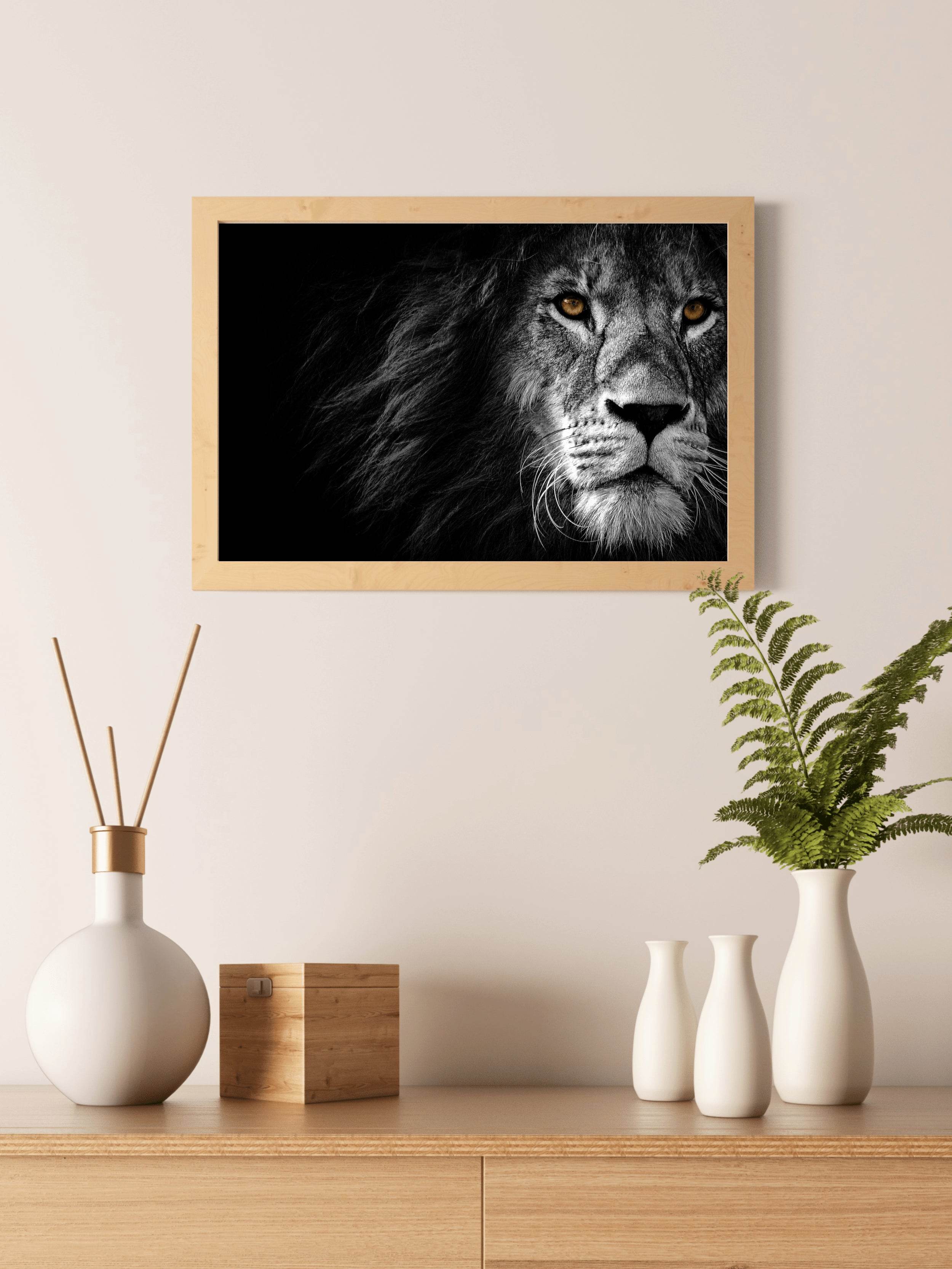 Barbary Lion Black & White Wall Art - beink online art store