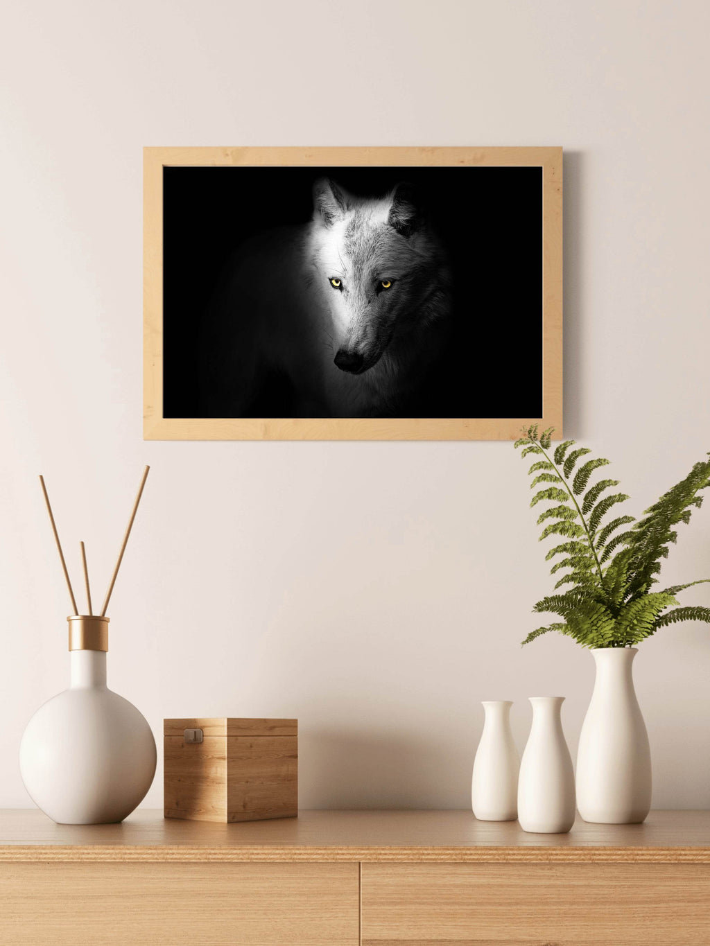 Arctic Wolf Black & White Wall Art - beink online art store