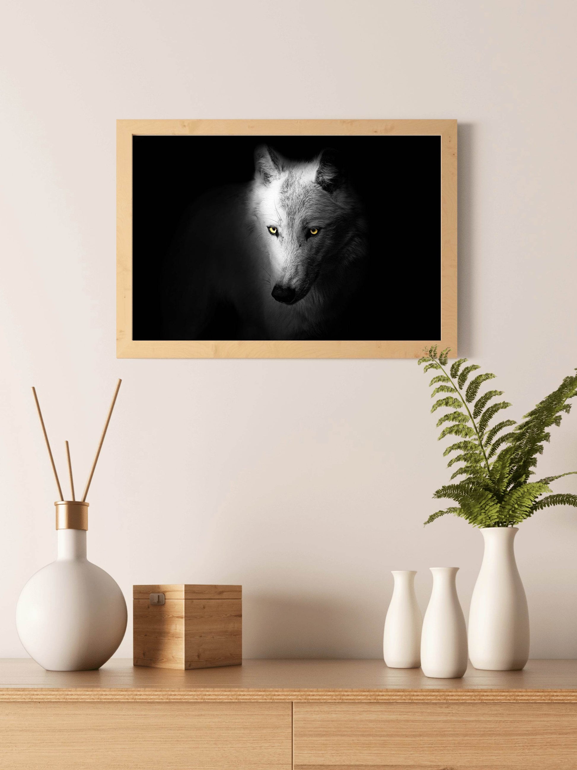Arctic Wolf Black & White Wall Art - beink online art store