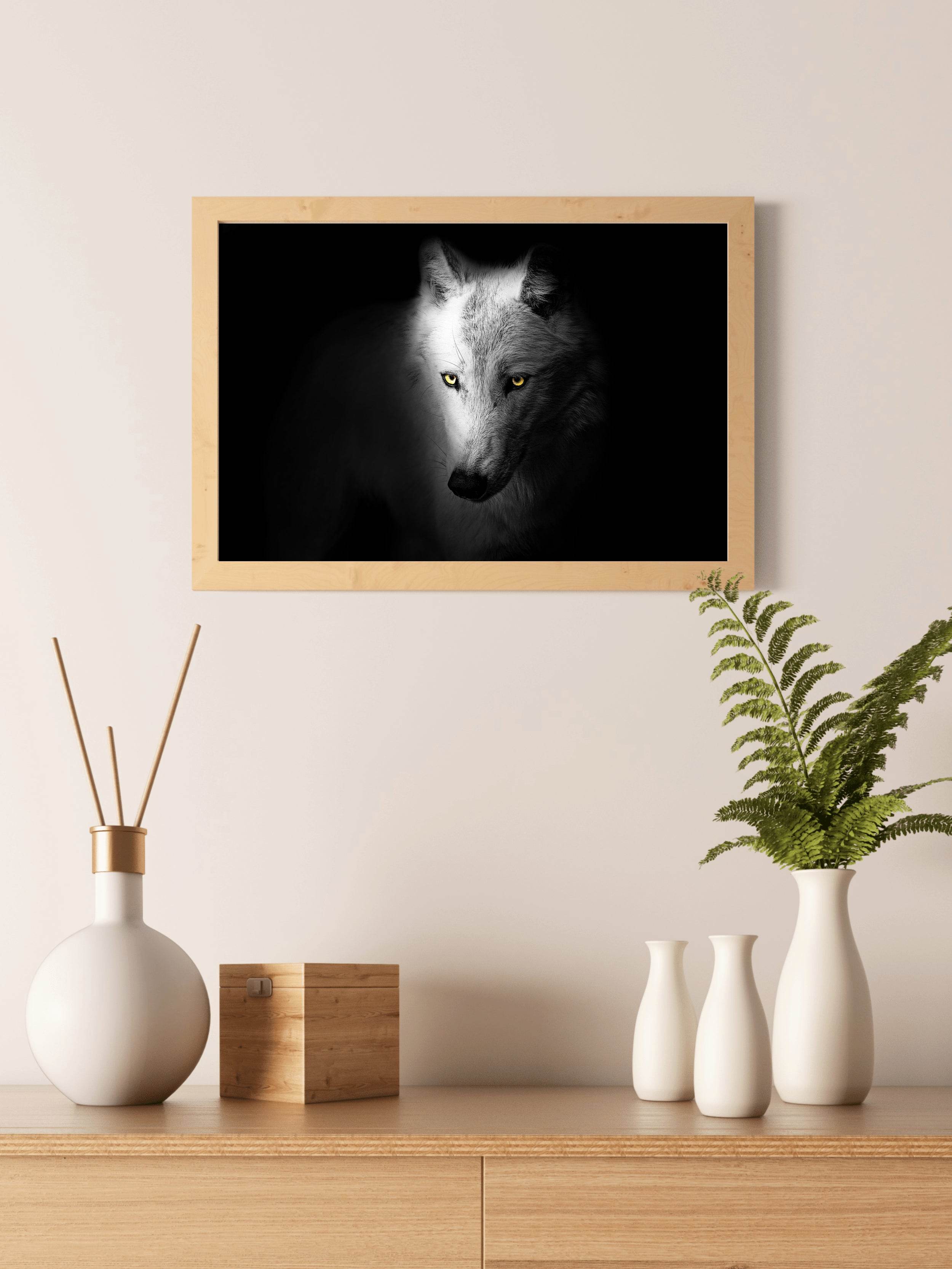 Arctic Wolf Black & White Wall Art - beink online art store