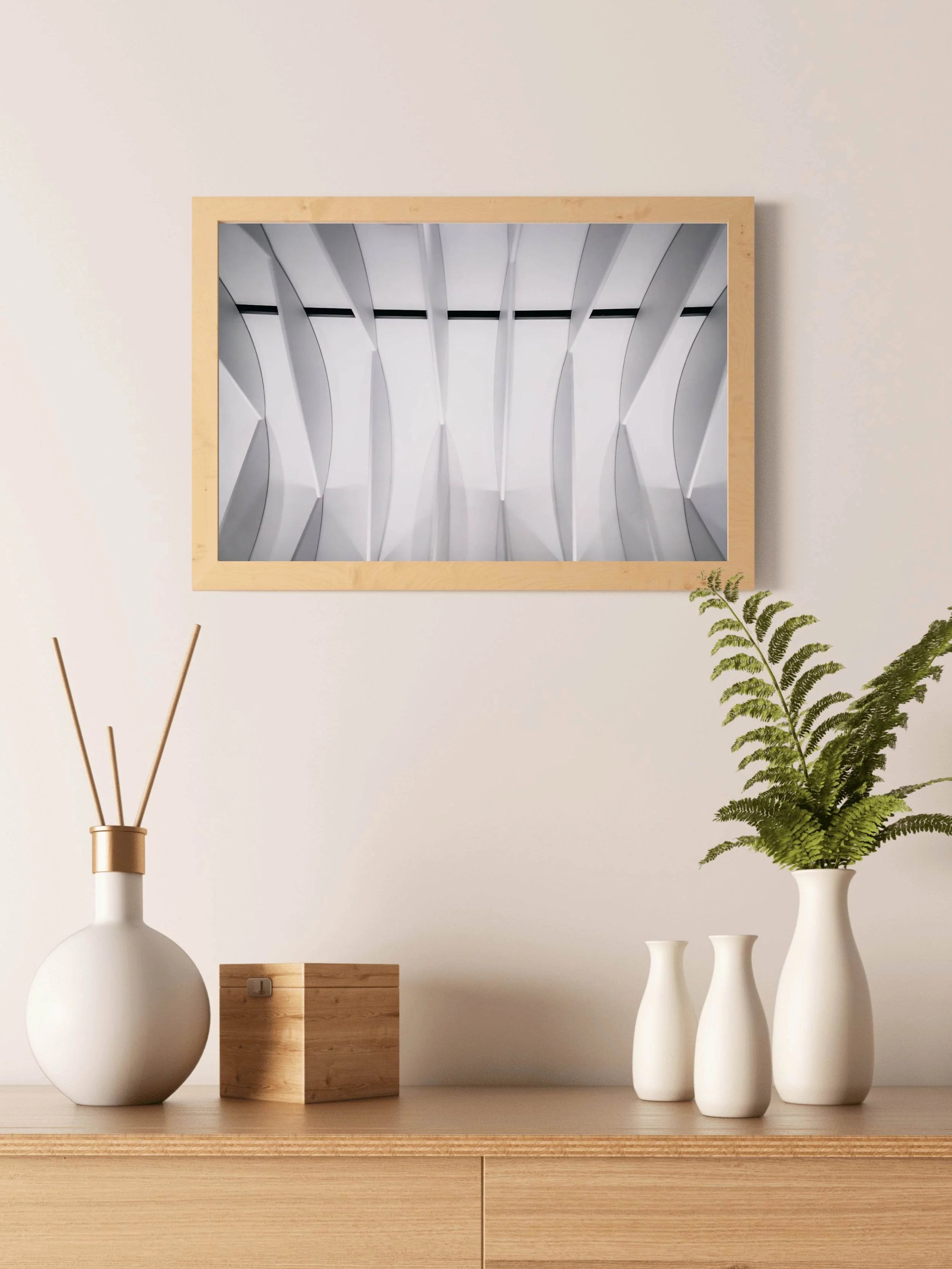 Geometric White Waves Wall Art - beink online art store