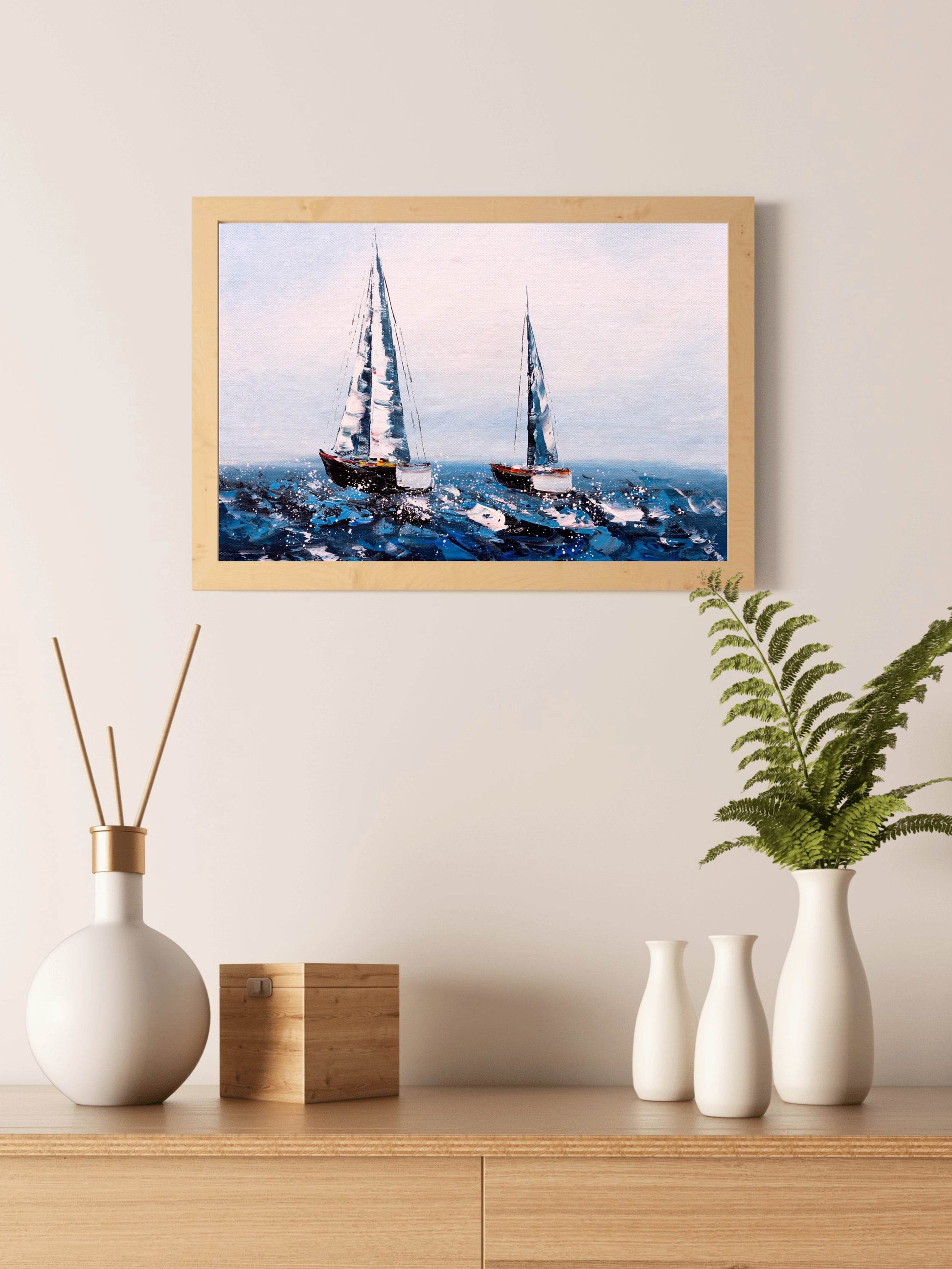Watercolor Painting of Sailboats Wall Art - beink online art store