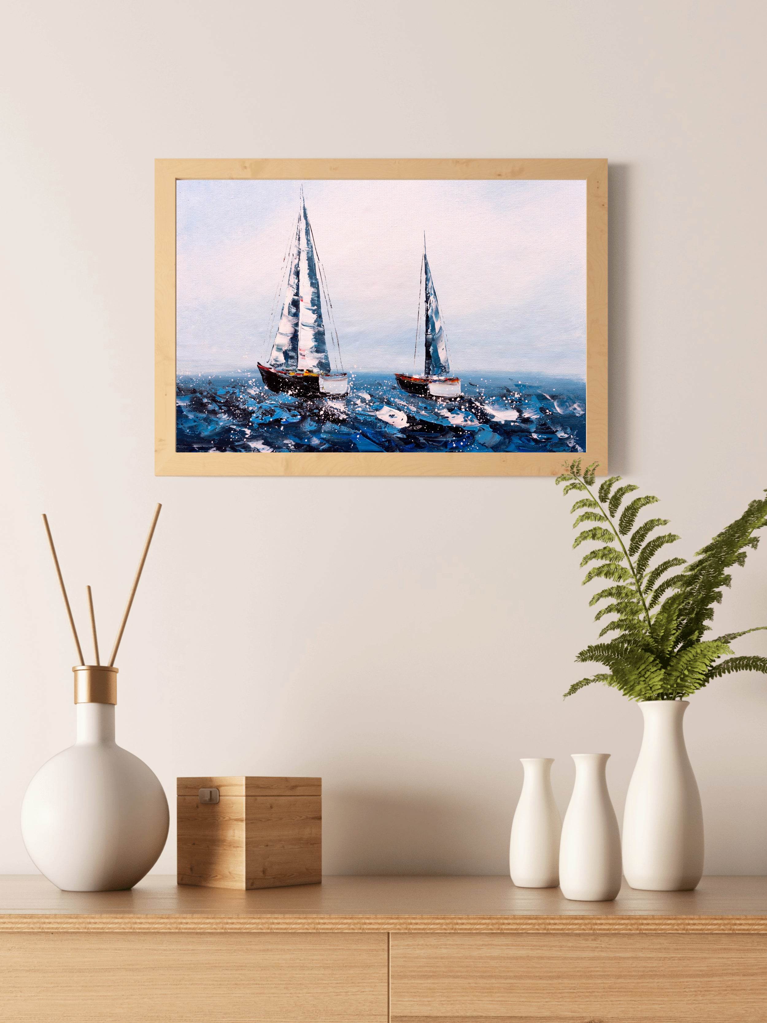 Watercolor Painting of Sailboats Wall Art - beink online art store
