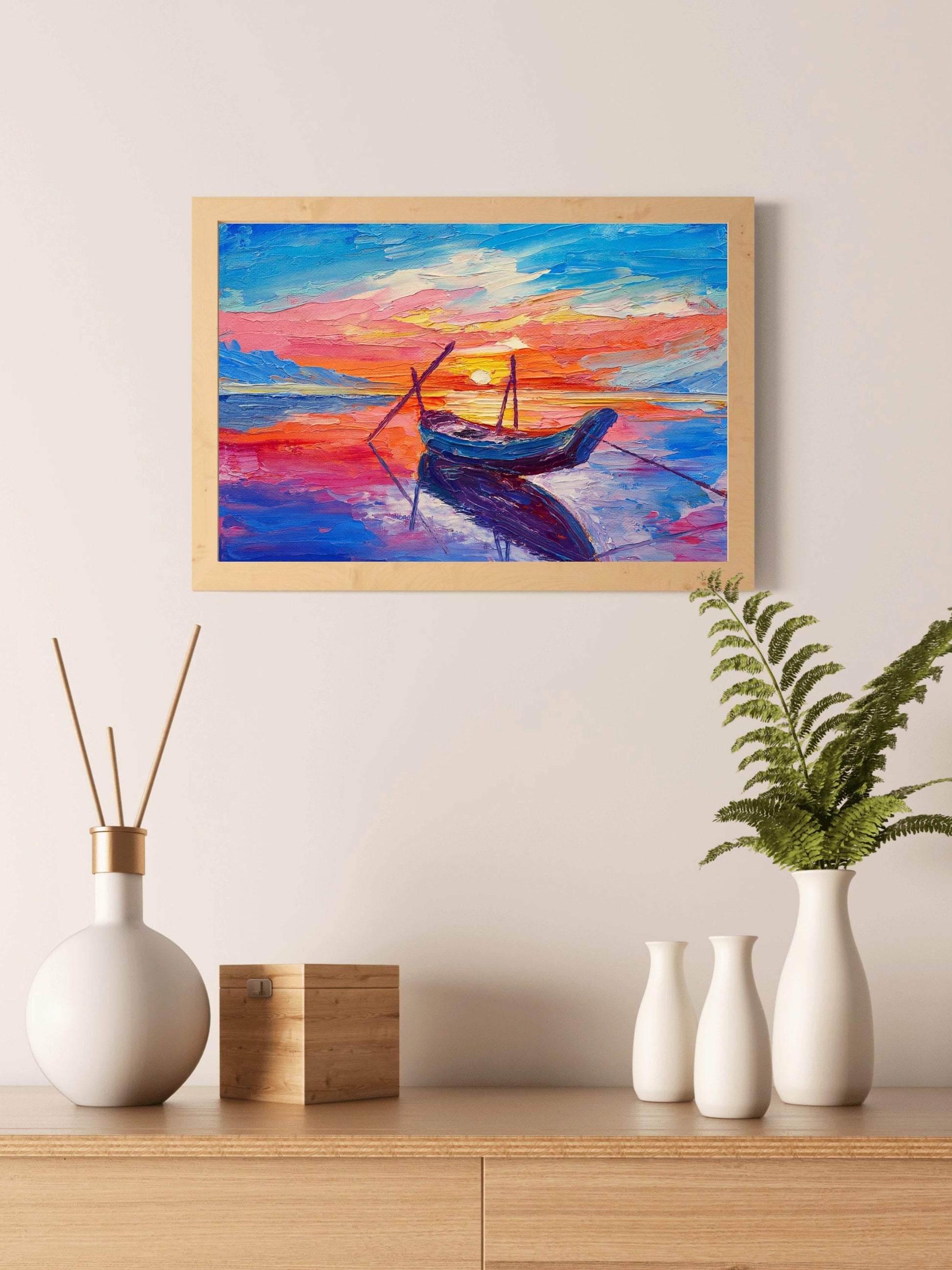 Oil Painting of Boat Over The Ocean Wall Art - beink online art store
