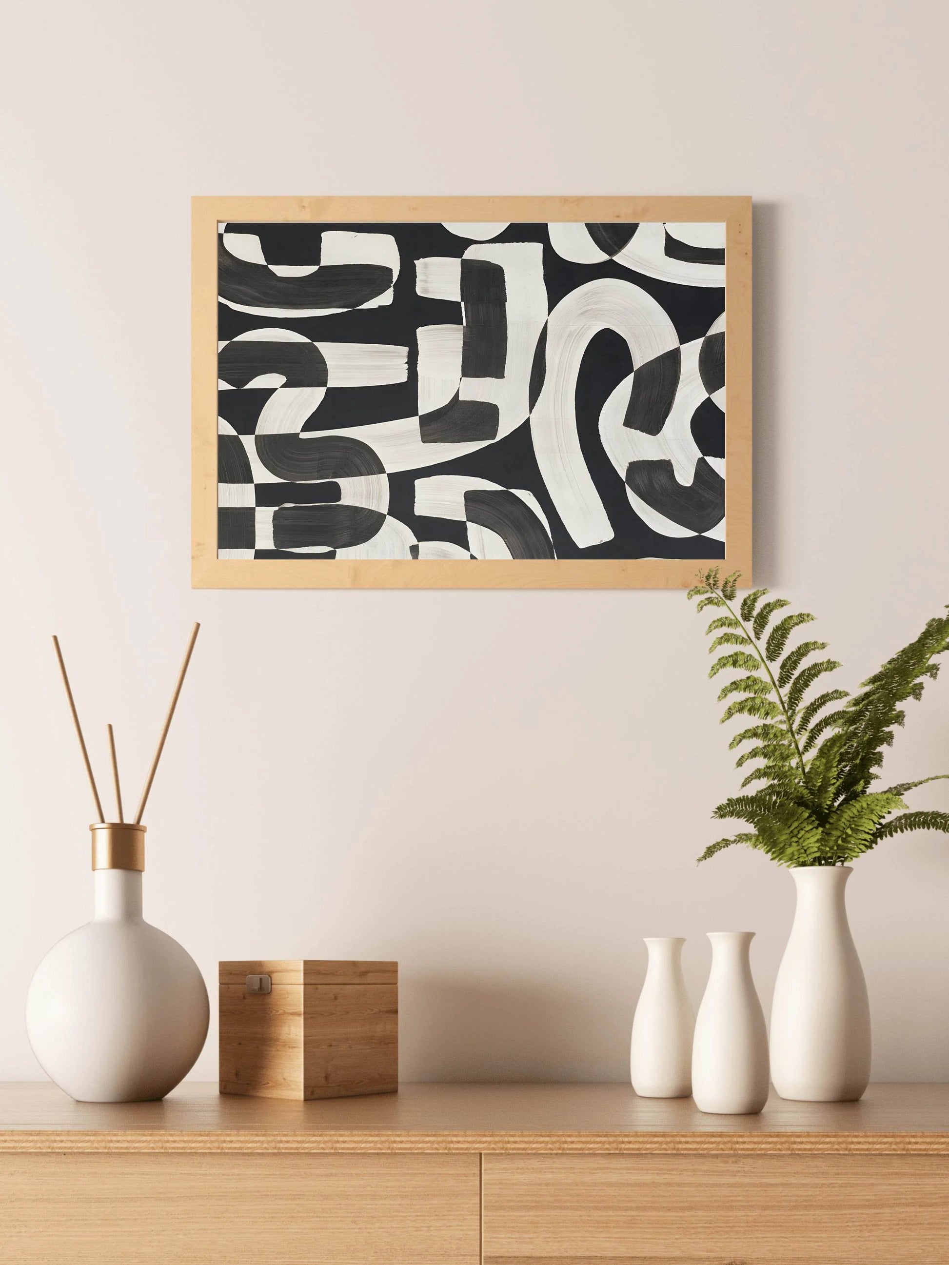 Black and White Rhythm Modern Wall Art - beink online art store
