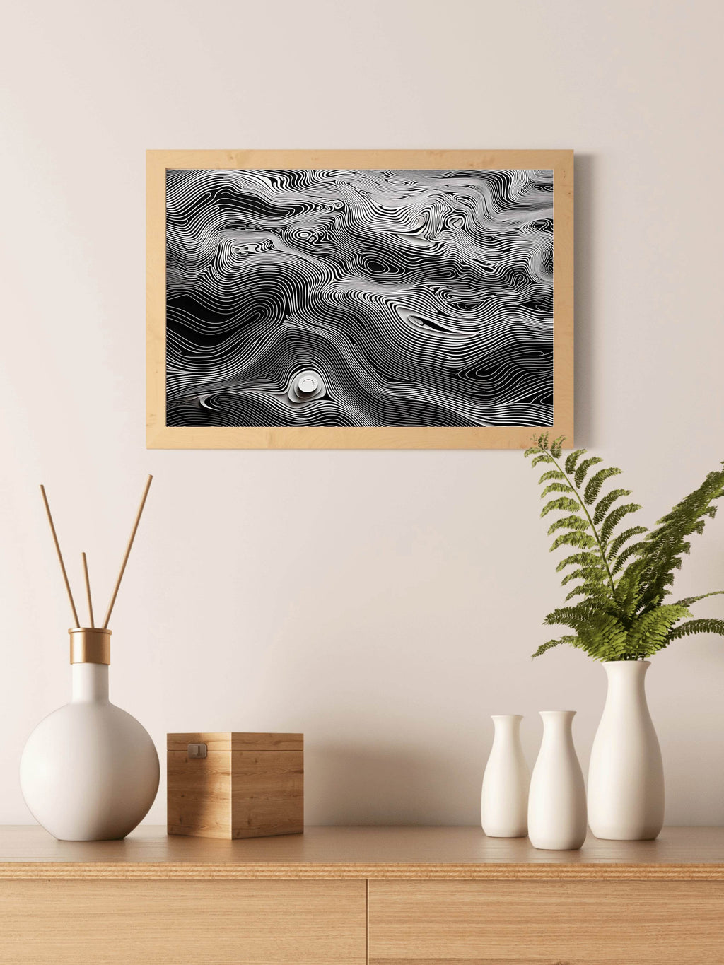 Wavy White Topography Abstract Wall Art - beink online art store