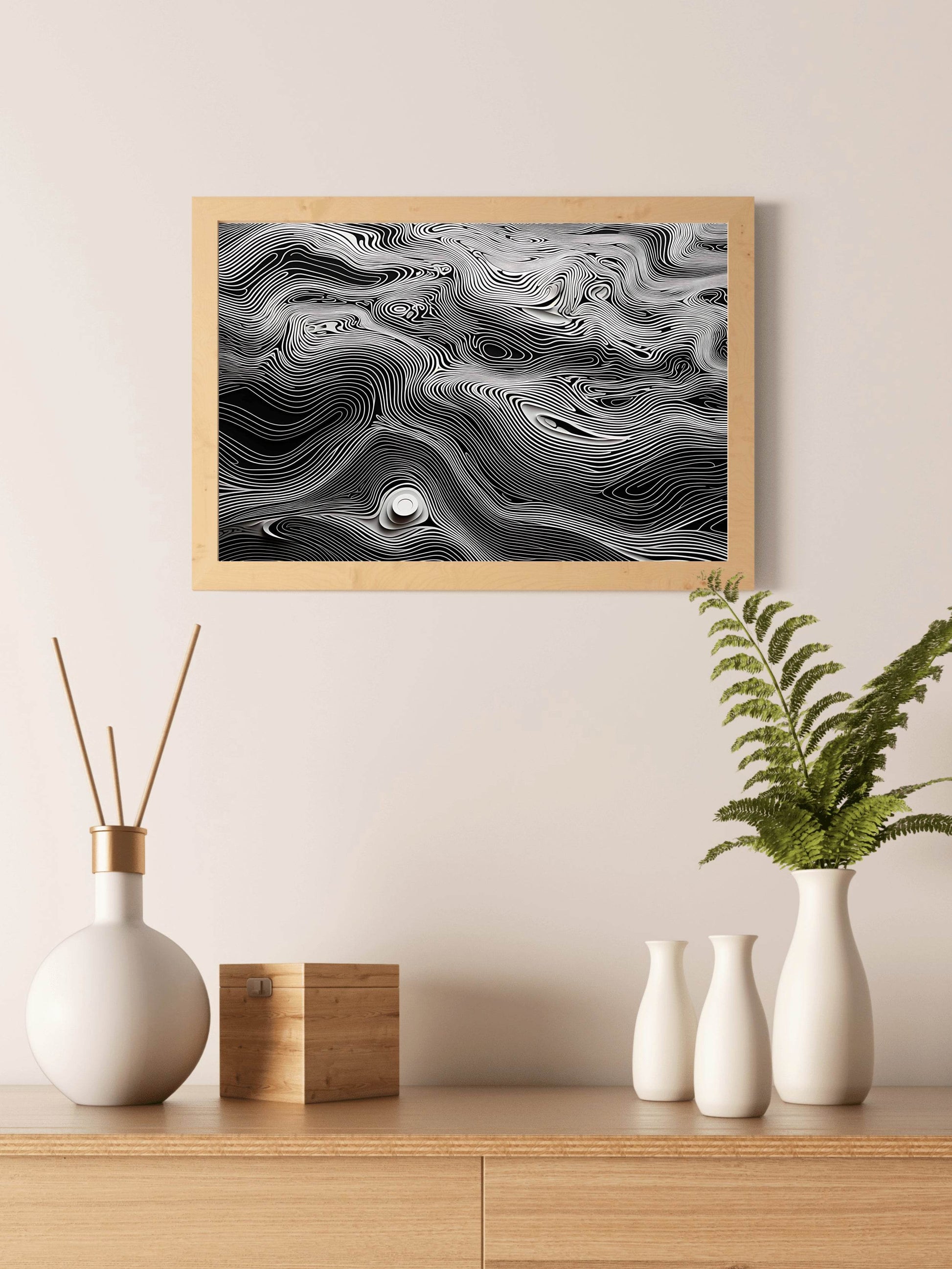 Wavy White Topography Abstract Wall Art - beink online art store