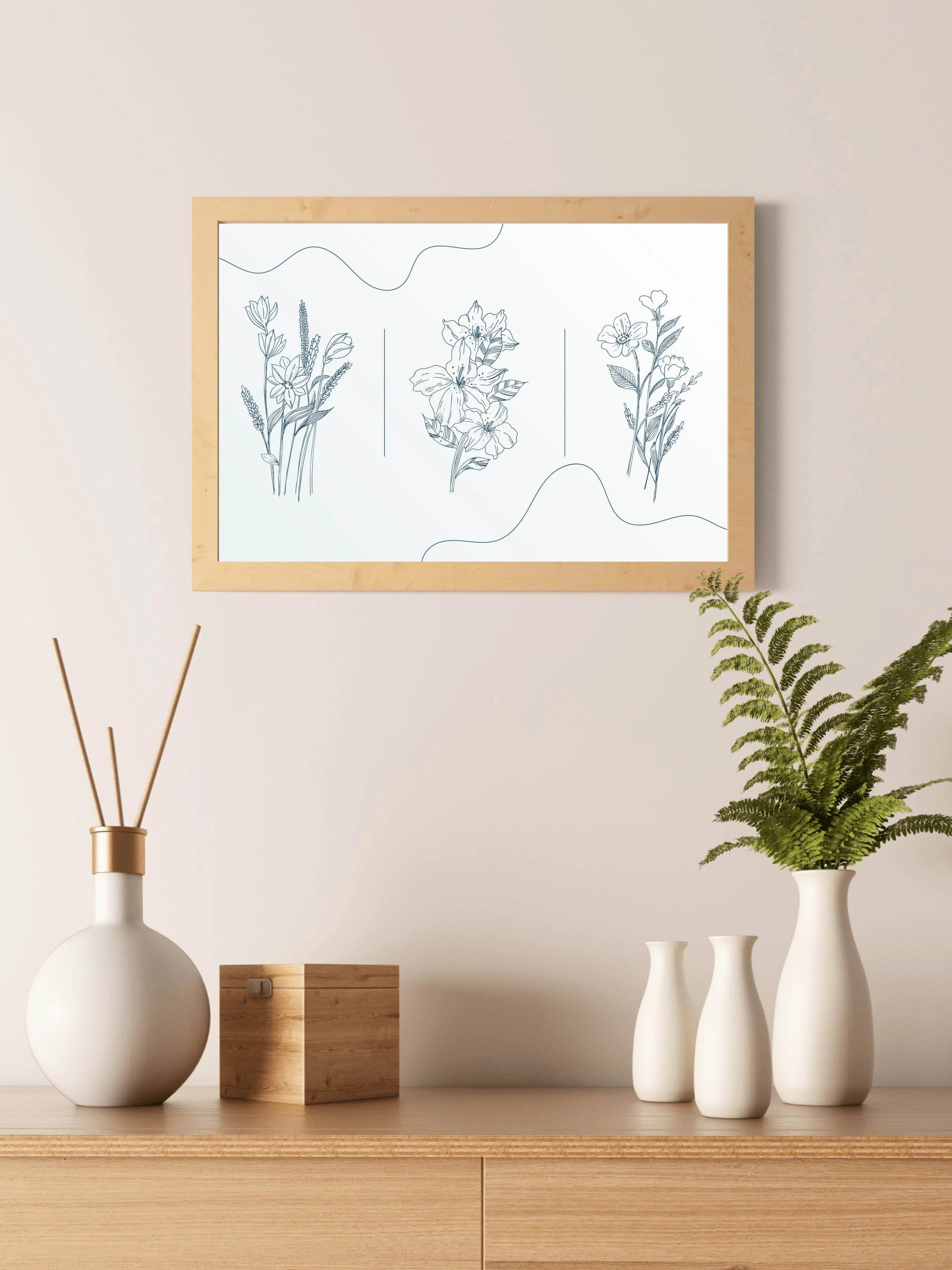 Hand Drawn Flowers Wall Art - beink online art store