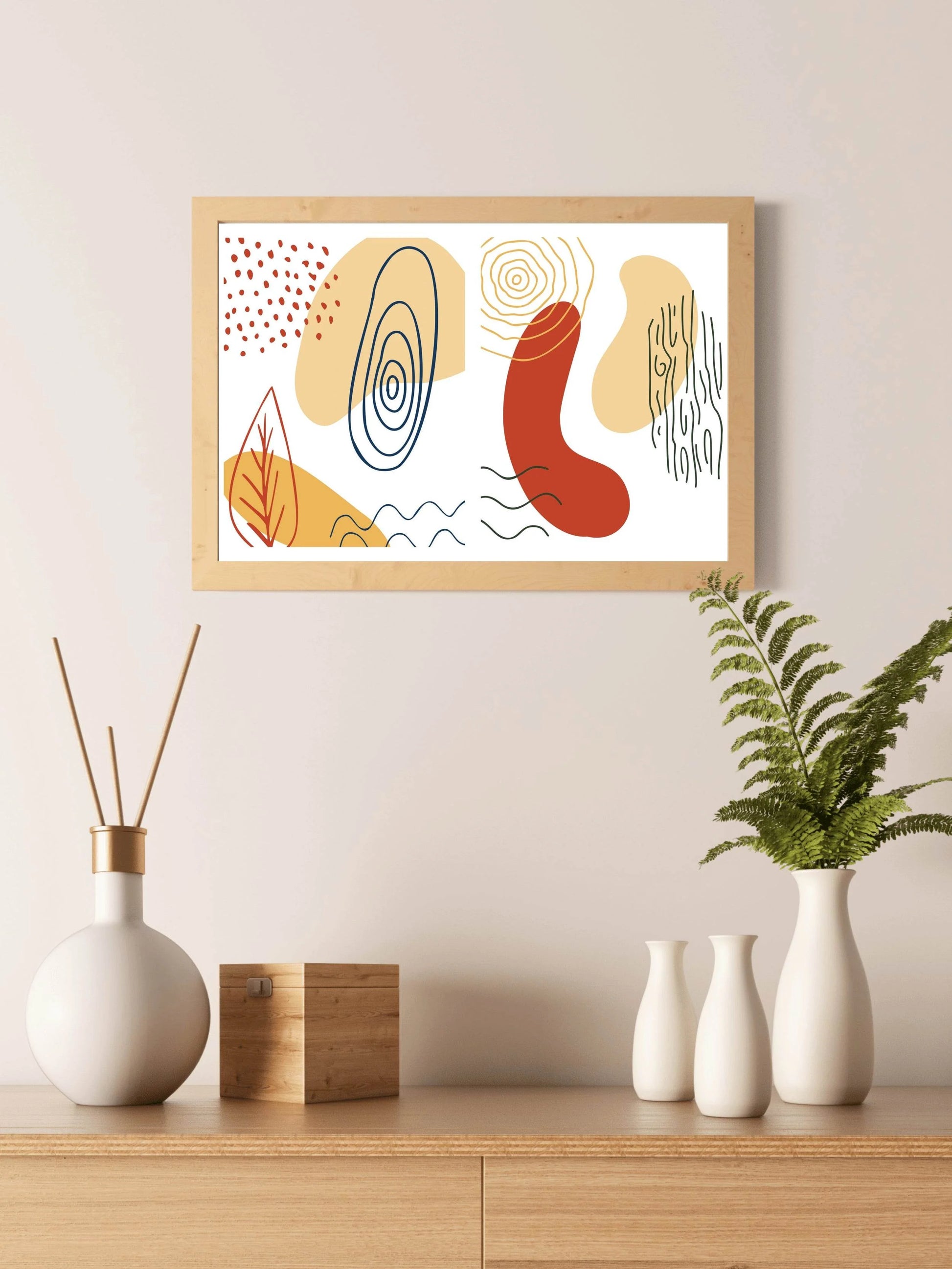 Handdrawn Shapes Abstract Wall Art - beink online art store