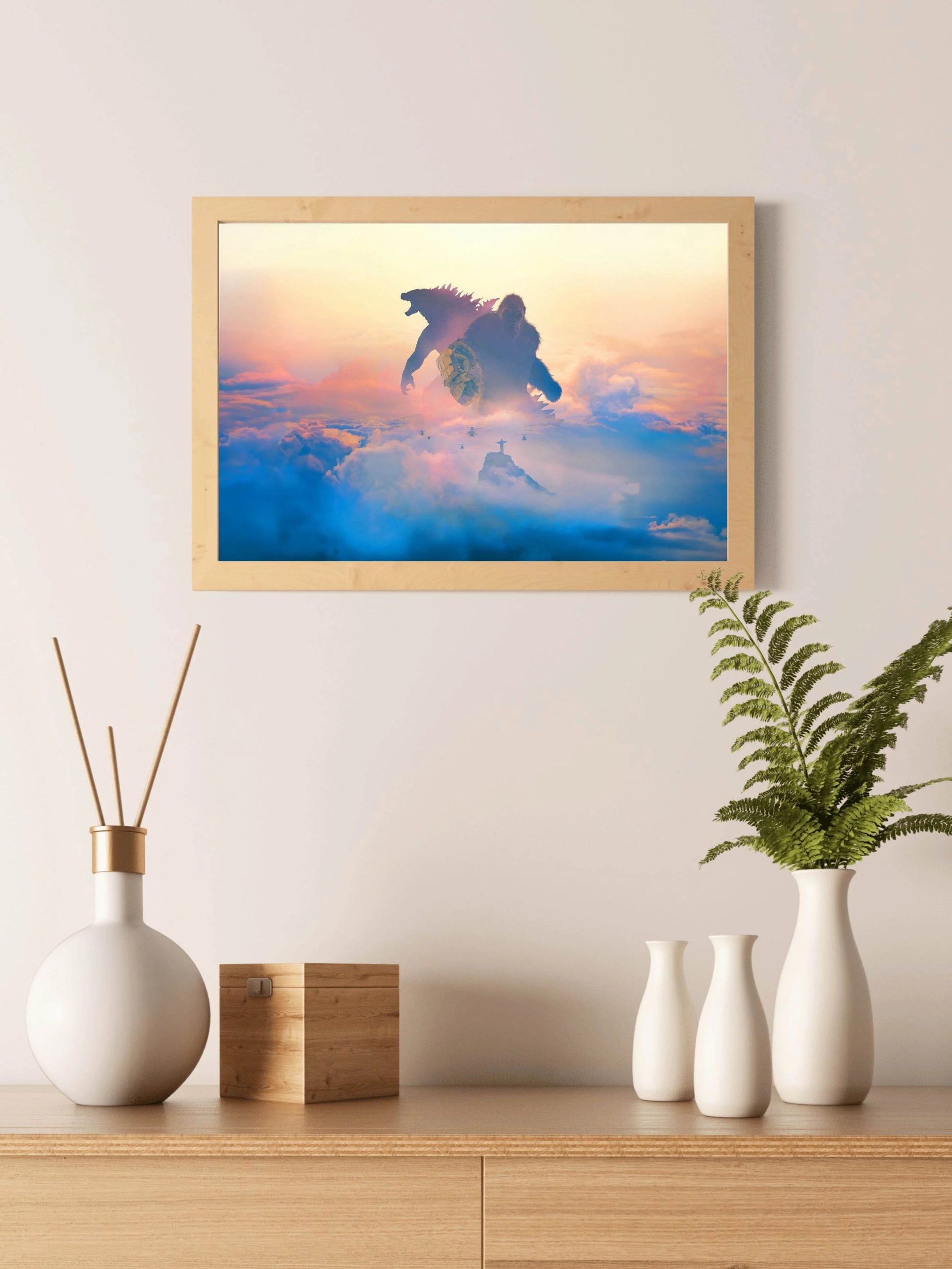Godzilla vs Kong Fight Scene Wall Art - beink online art store