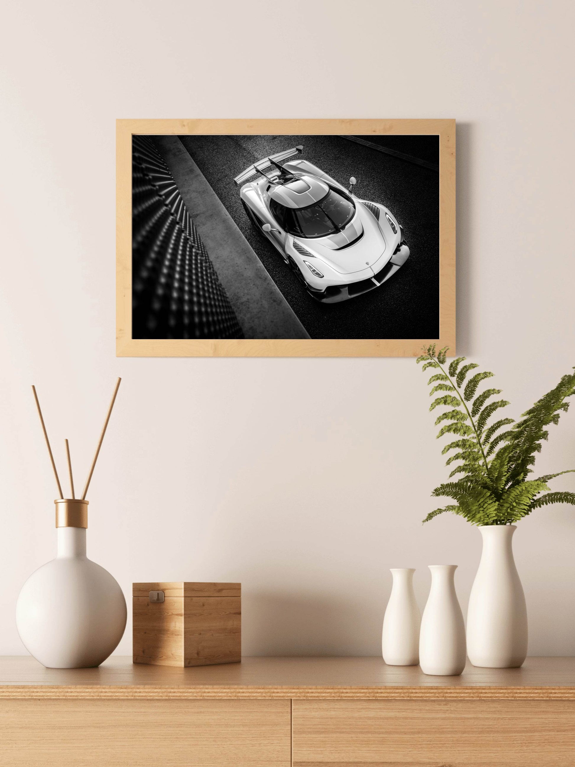 Koenigsegg Jesko Sport Car Black & White Wall Art - beink online art store