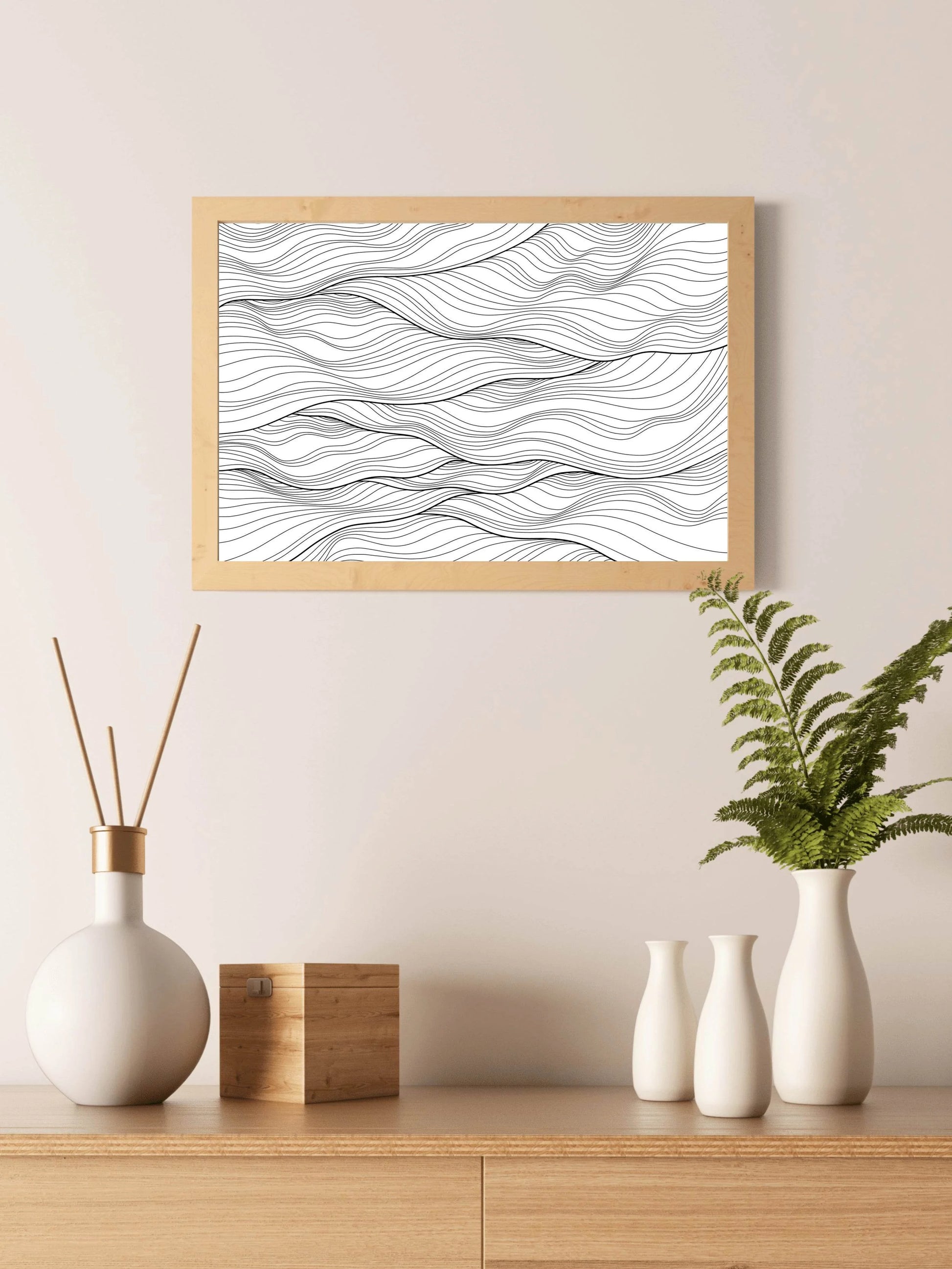 Black Thread Waves Abstract Wall Art - beink online art store