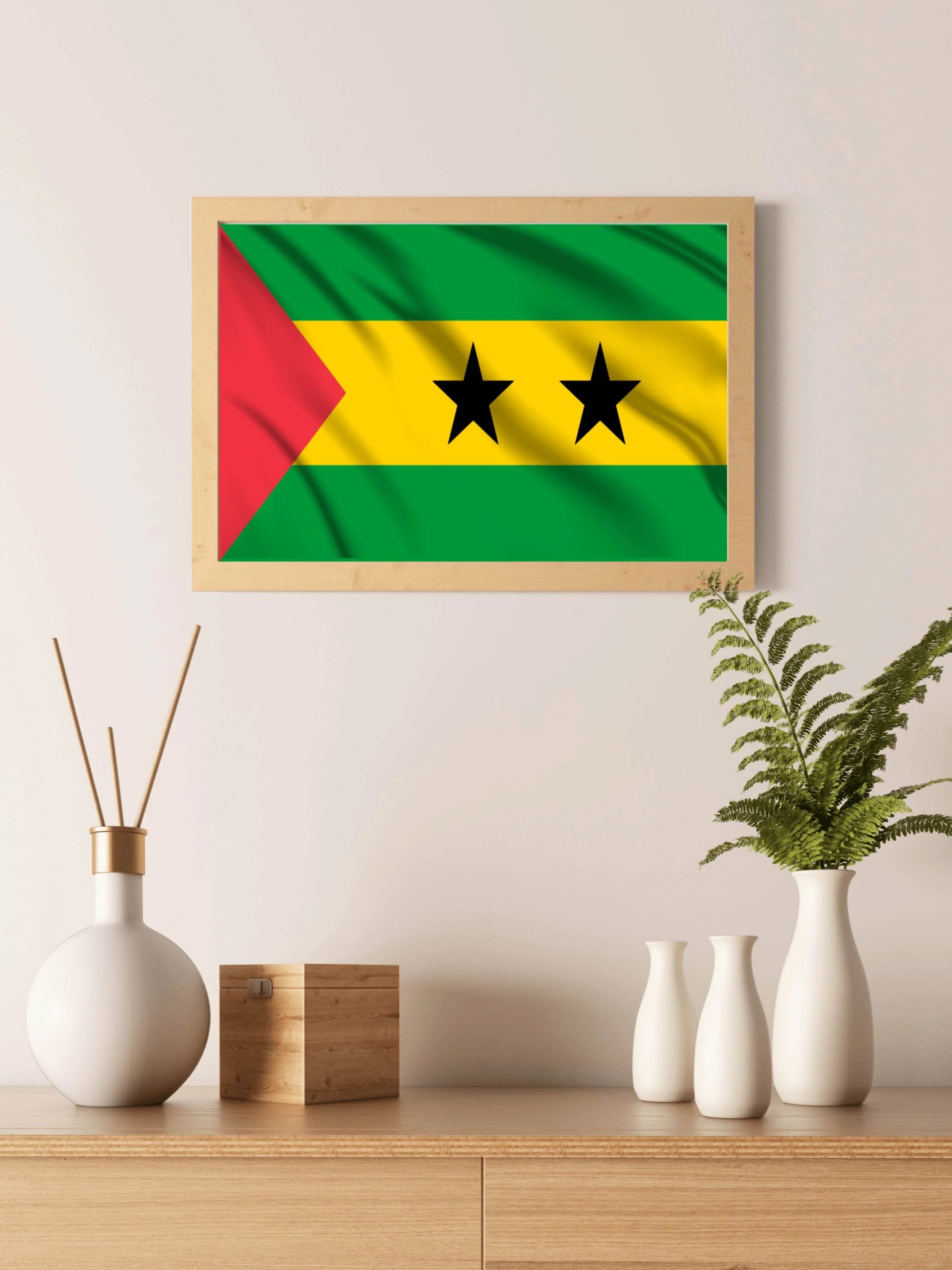 São Tomé and Príncipe National Flag Wall Art - beink online art store