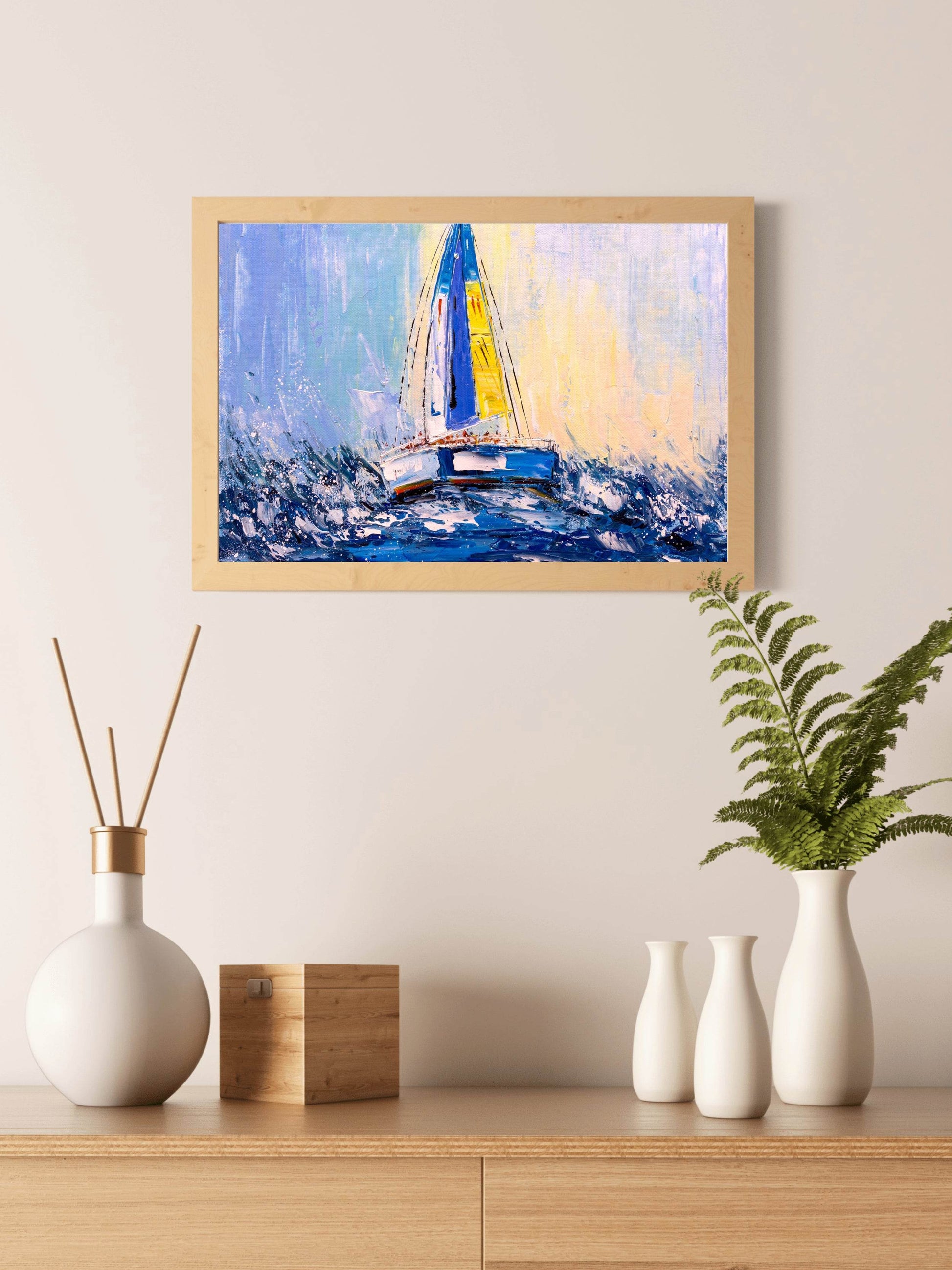 Watercolor Painting of Racing Boat Wall Art - beink online art store