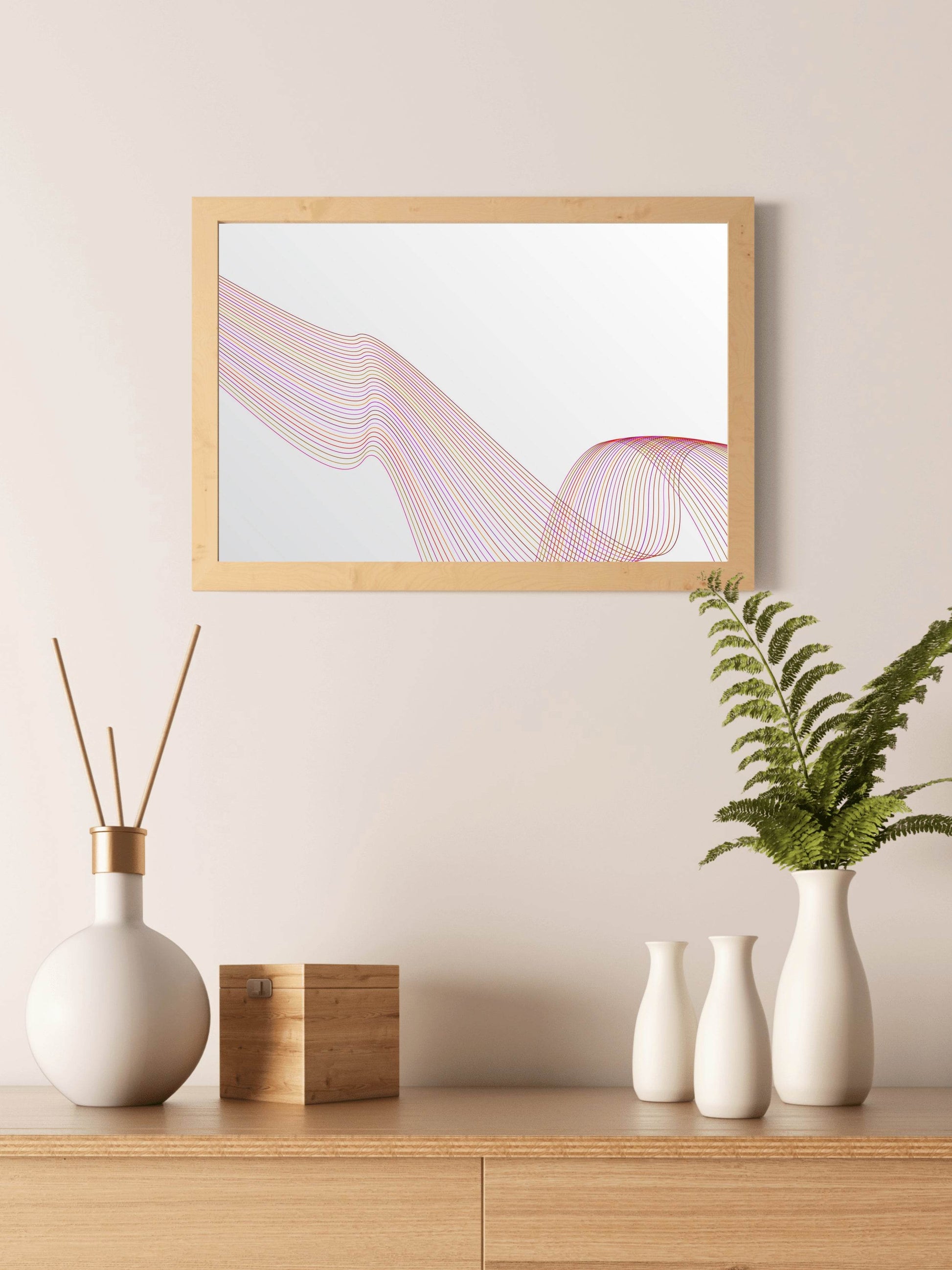 Light Background Technology Waves Lines Abstract Wall Art - beink online art store