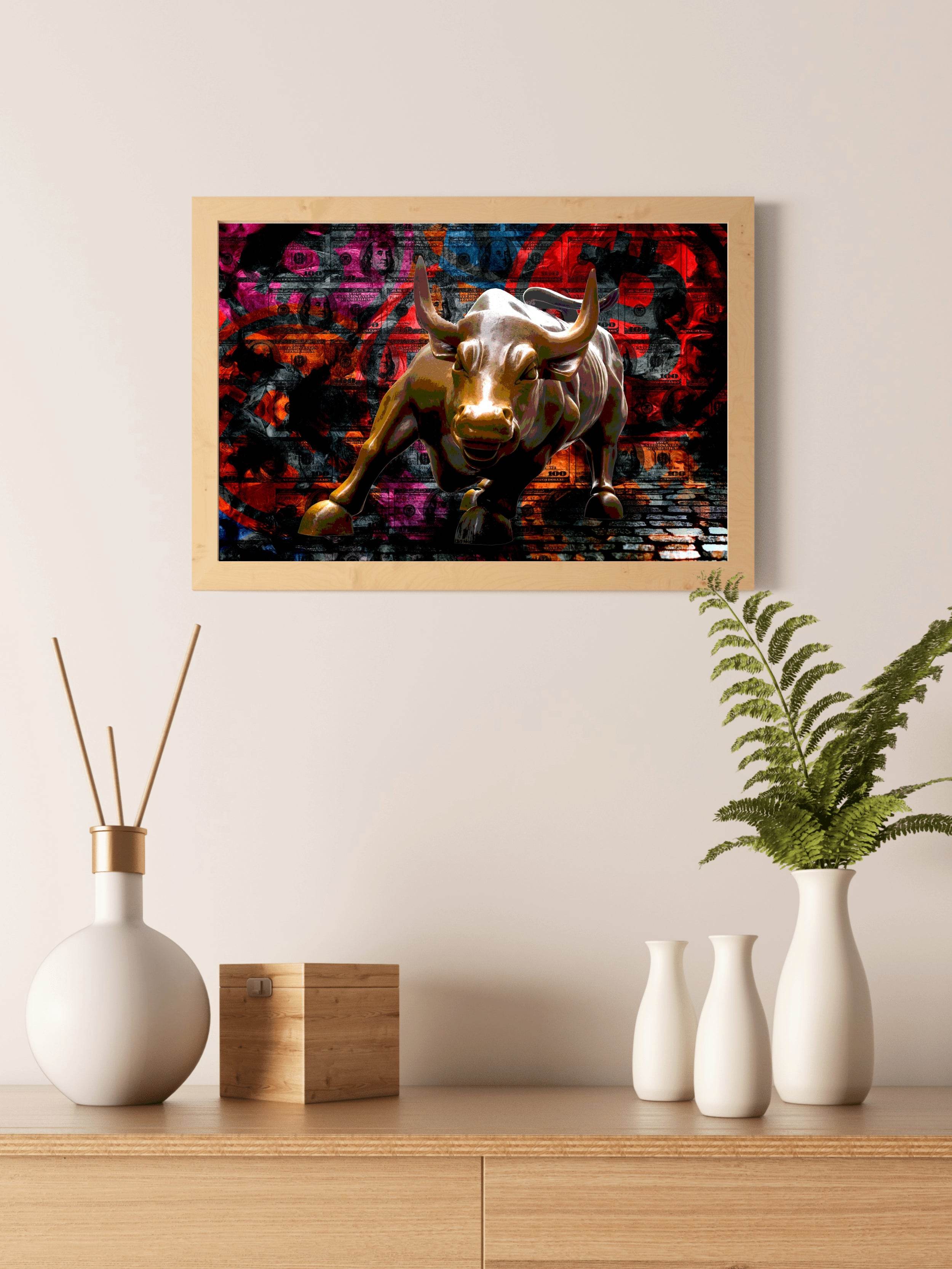 Charging Bull Statue Wall Art - beink online art store