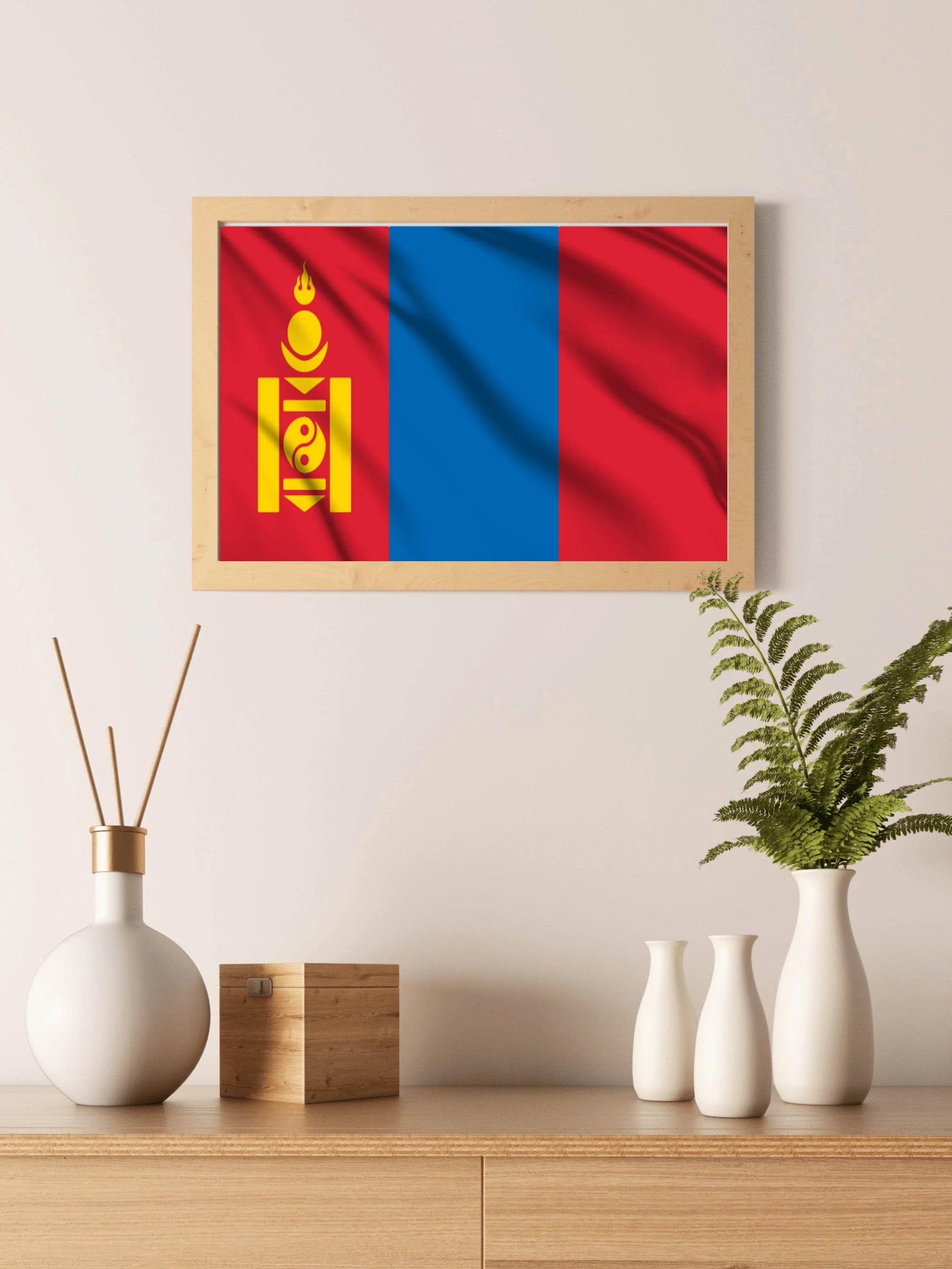 Mongolia National Flag Wall Art - beink online art store