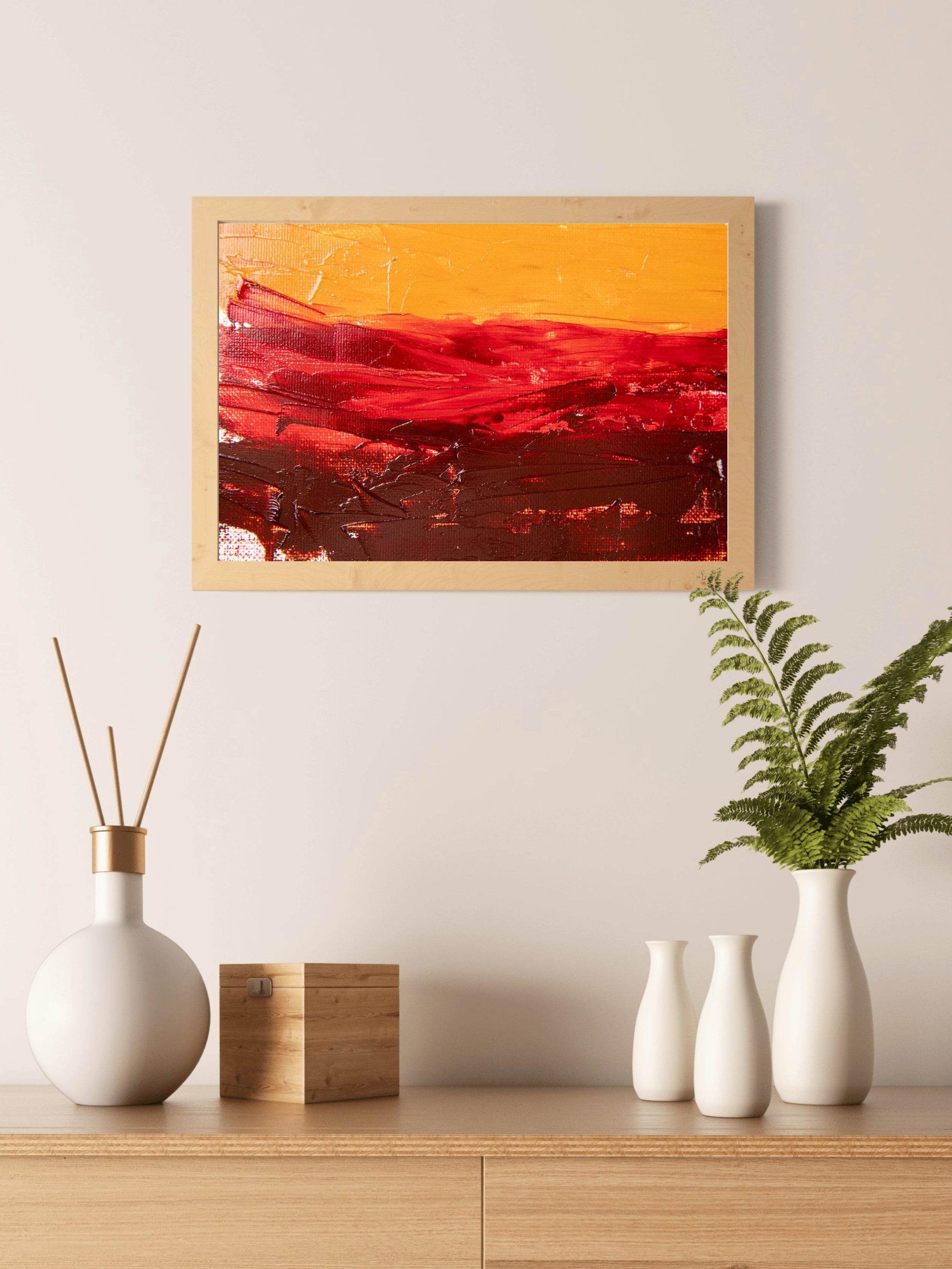 Crimson Oil Painting Abstract Wall Art - beink online art store
