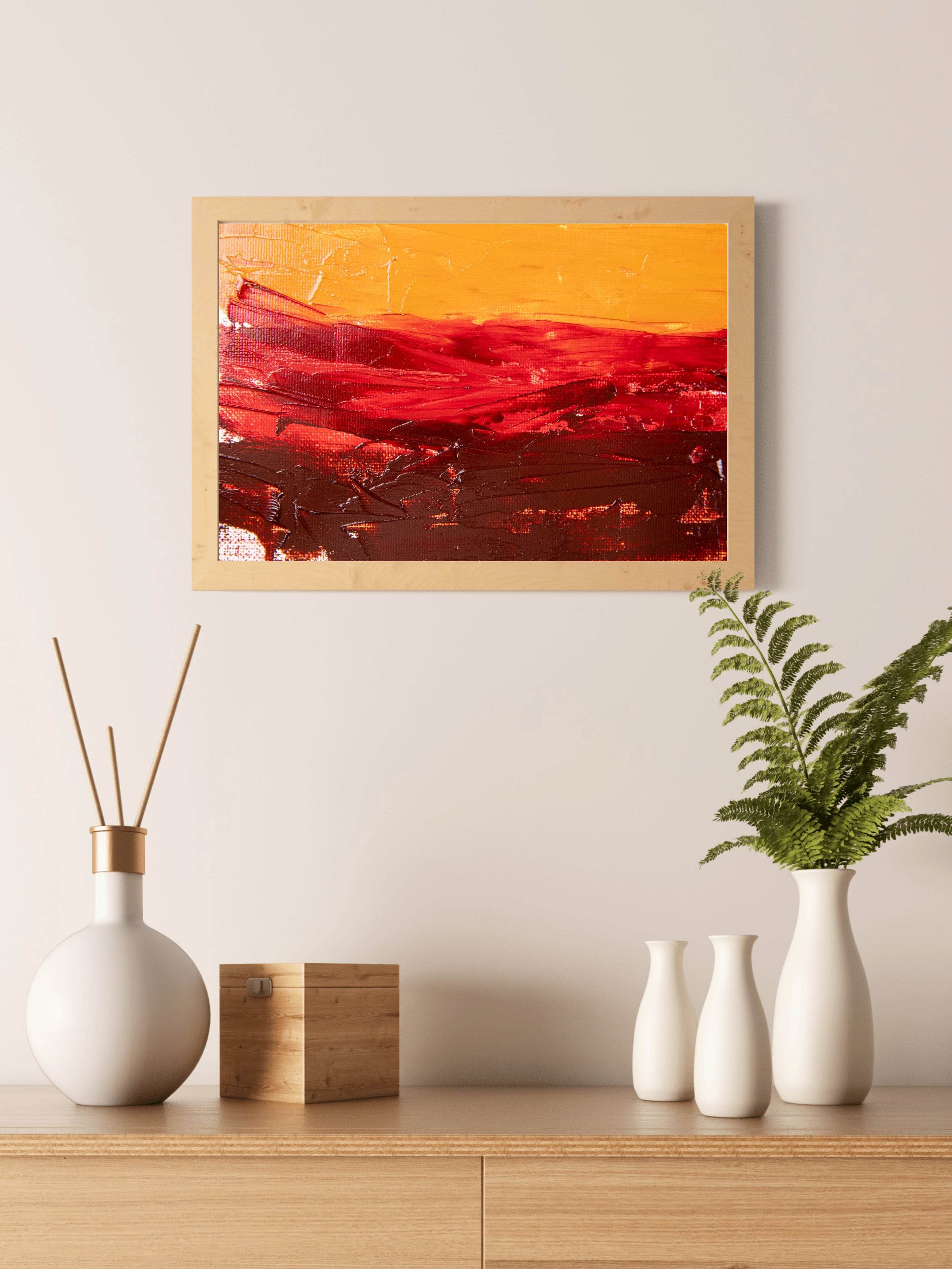 Crimson Oil Painting Abstract Wall Art - beink online art store