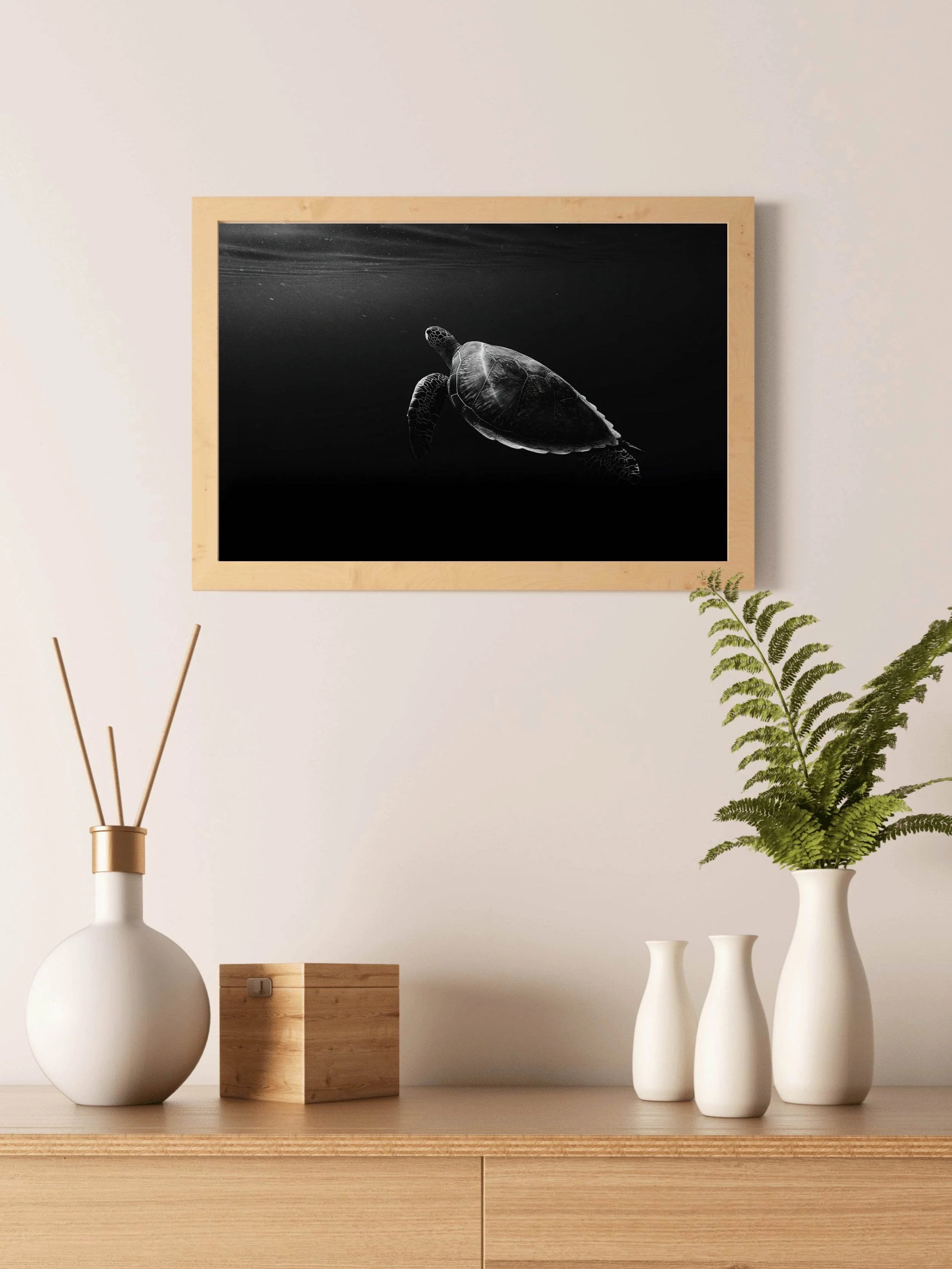 Green Sea Turtle Black & White Wall Art - beink online art store