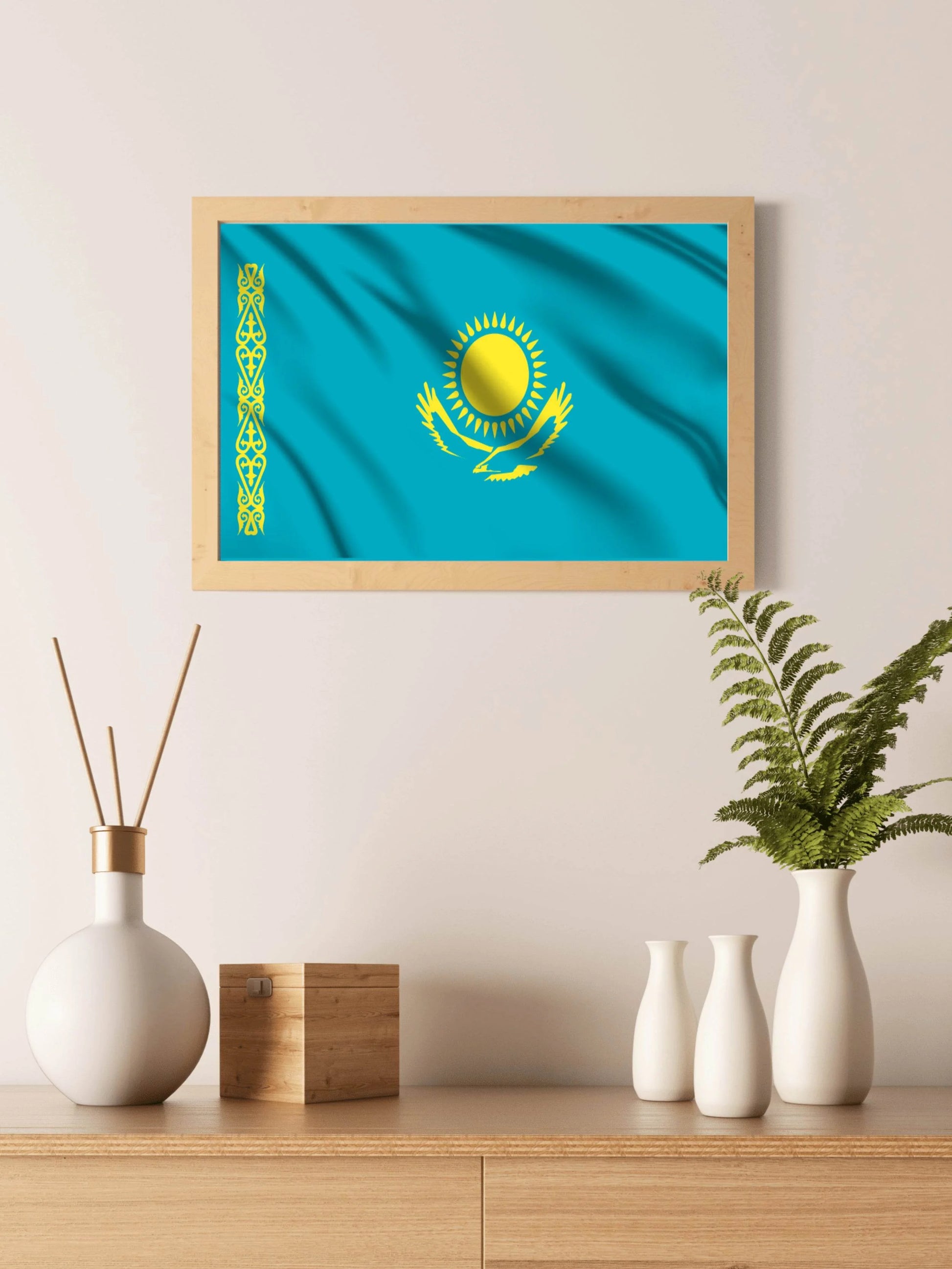 Kazakhstan National Flag Wall Art - beink online art store
