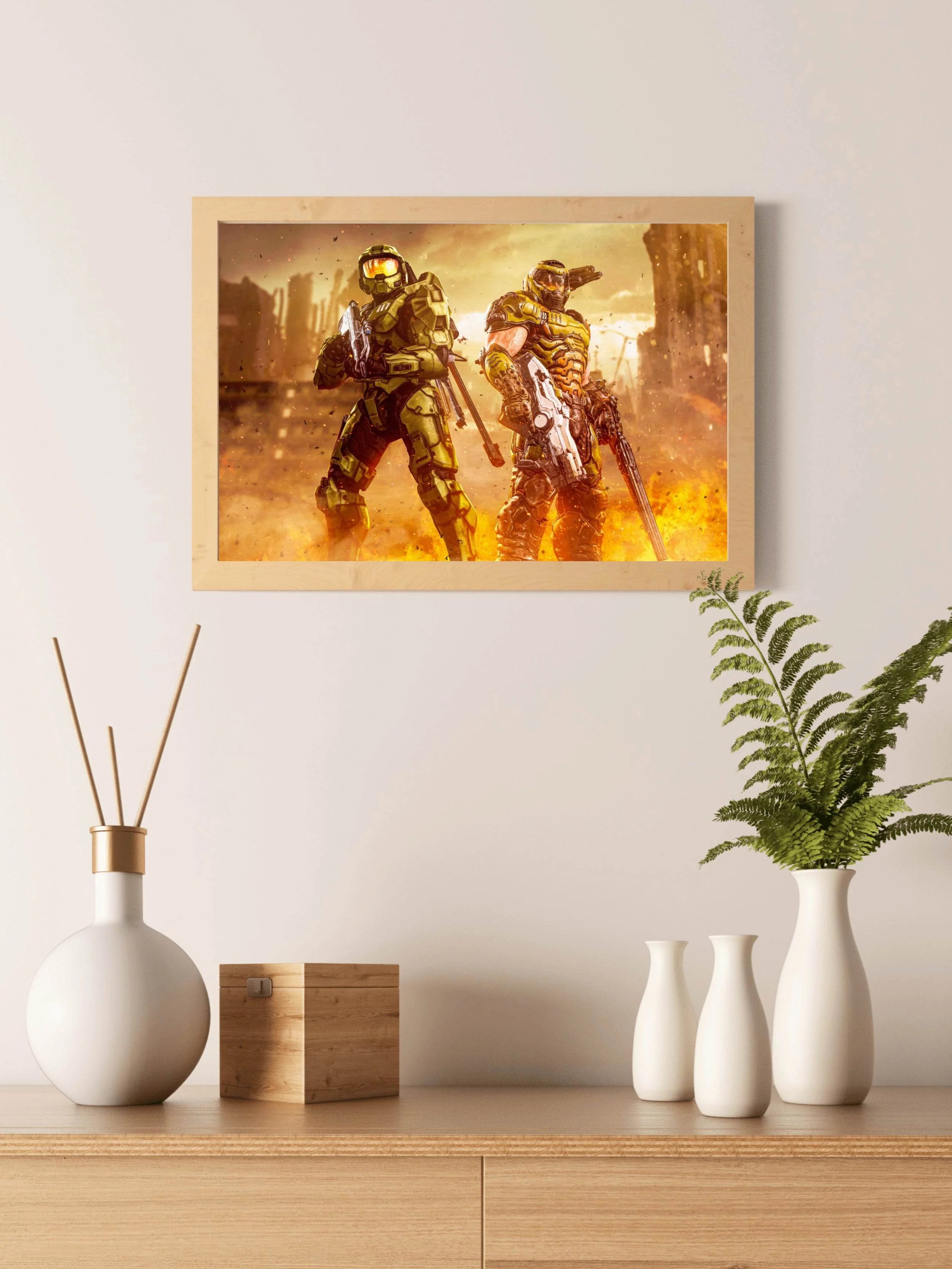 HALO AND DOOM Slayer Gaming Wall Art - beink online art store