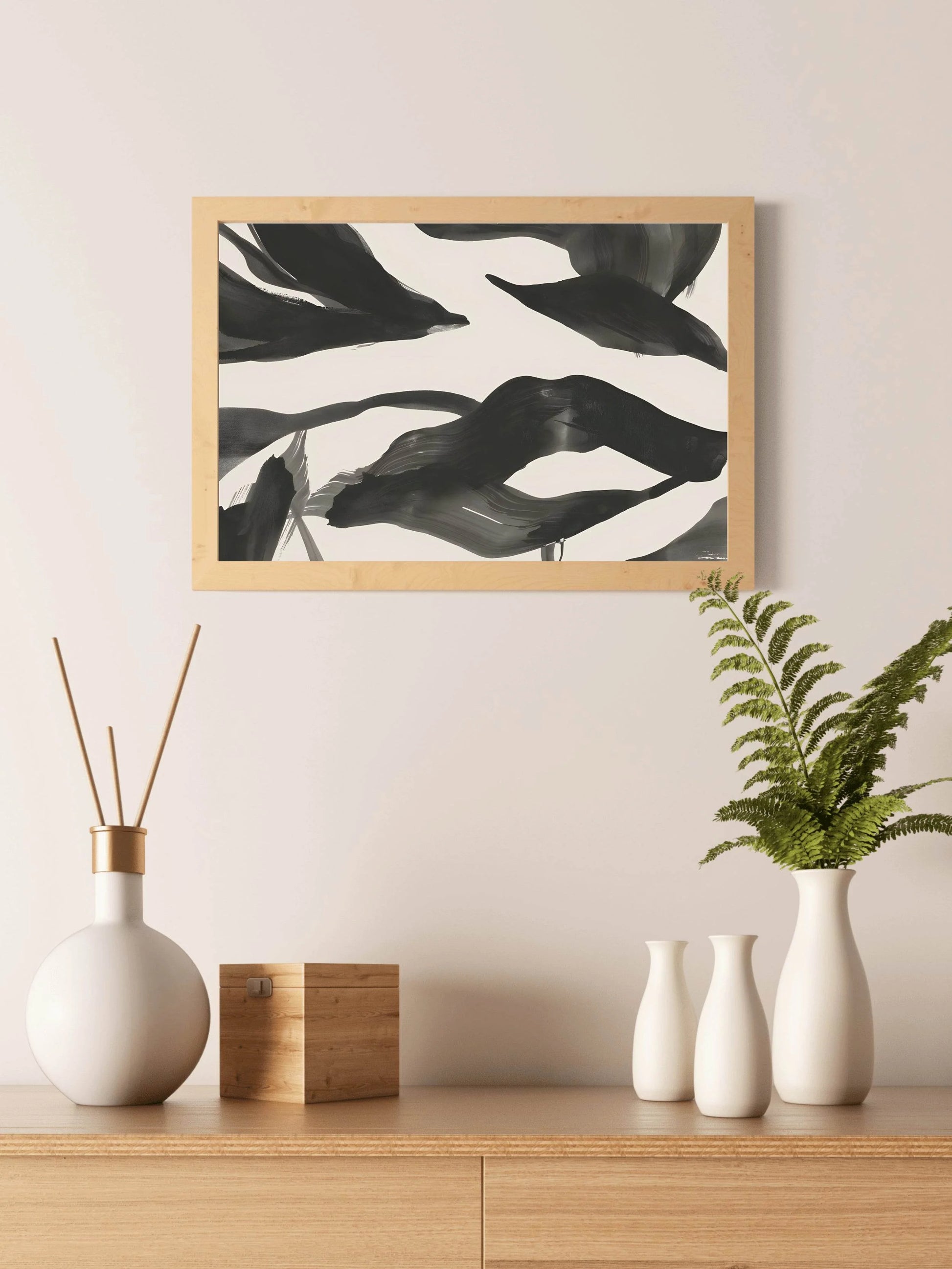Dark Currents- Fluid Movement of the Black Lines Wall Art - beink online art store