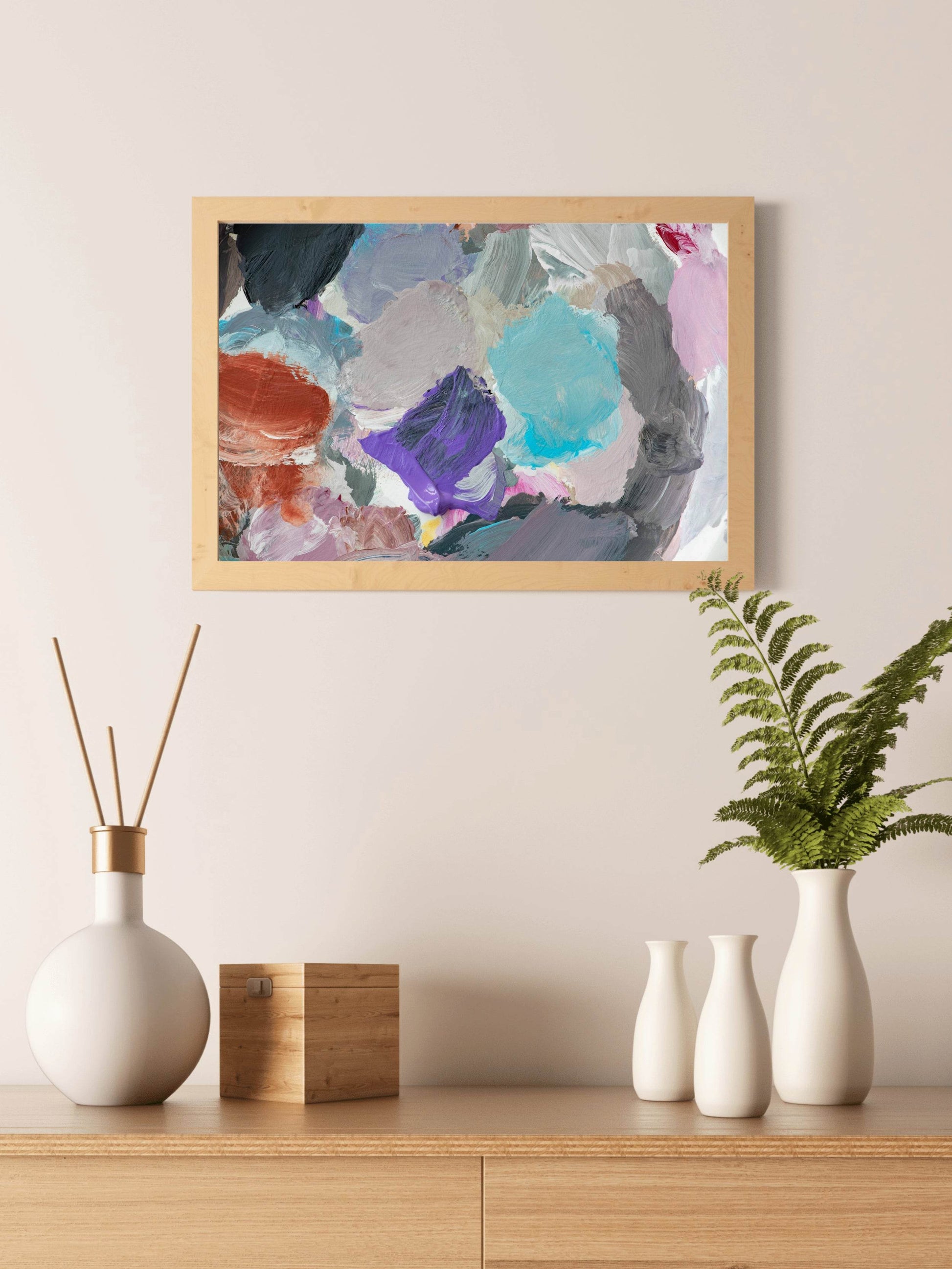 Colorful Acrylic Brush Stroke Background Abstract Wall Art - beink online art store