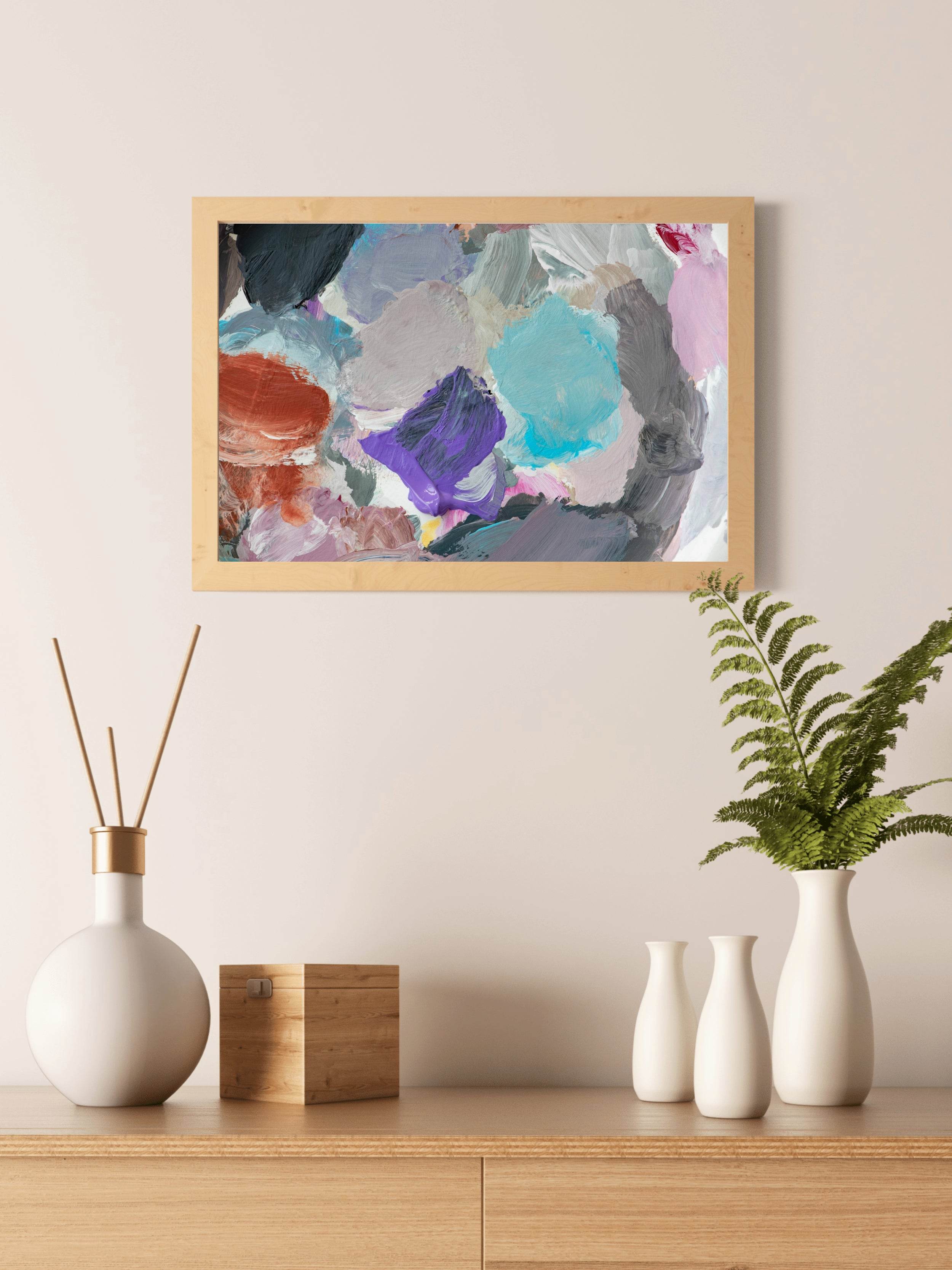Colorful Acrylic Brush Stroke Background Abstract Wall Art - beink online art store