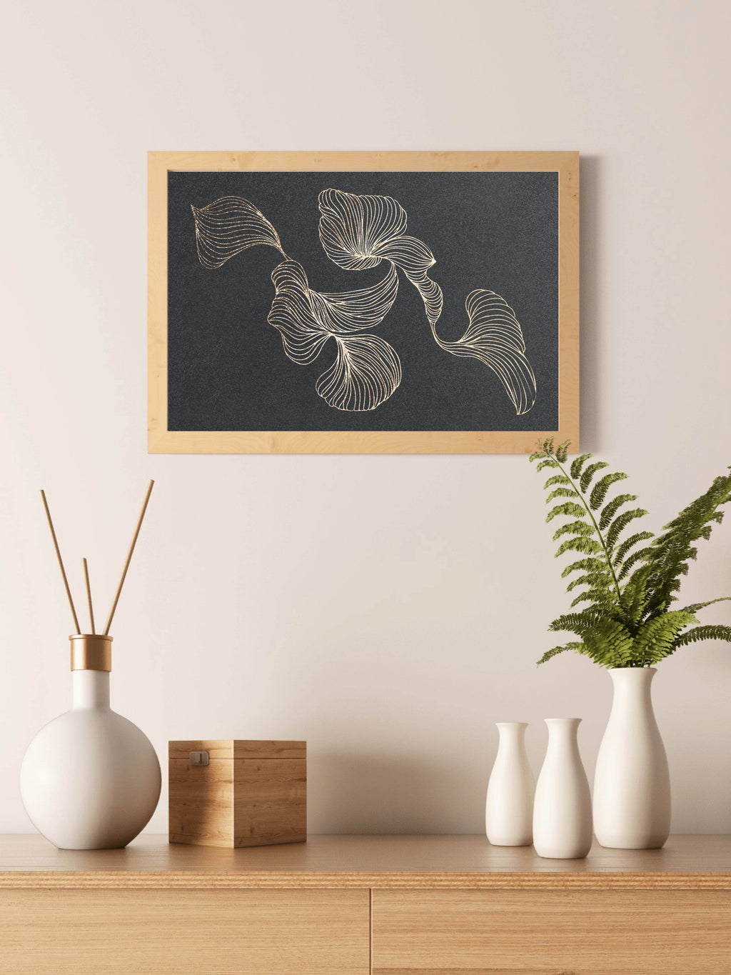 Golden Swirl Lines Design Wall Art - beink online art store