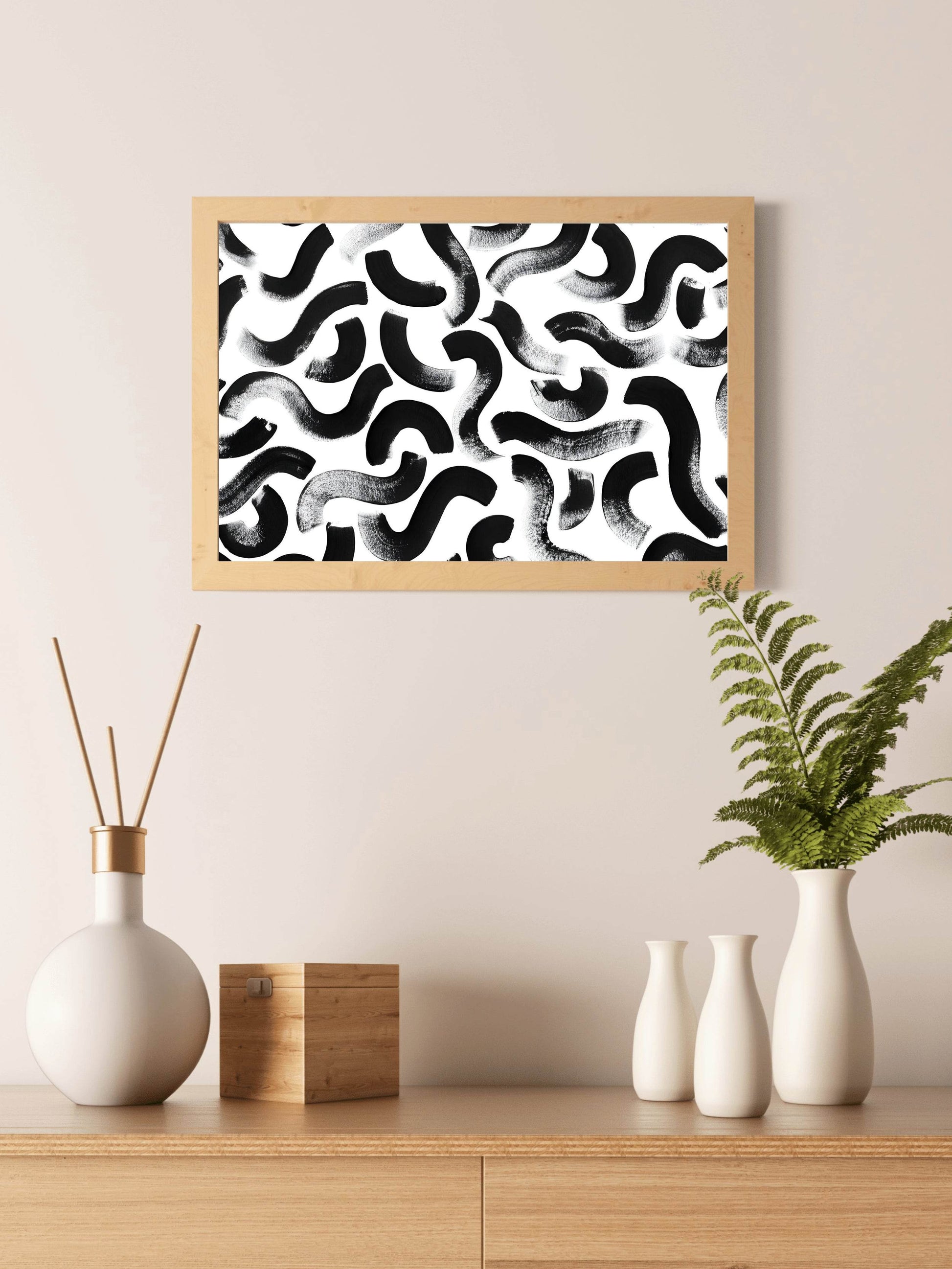 Black Paint Seamless Brush Strokes Wall Art - beink online art store