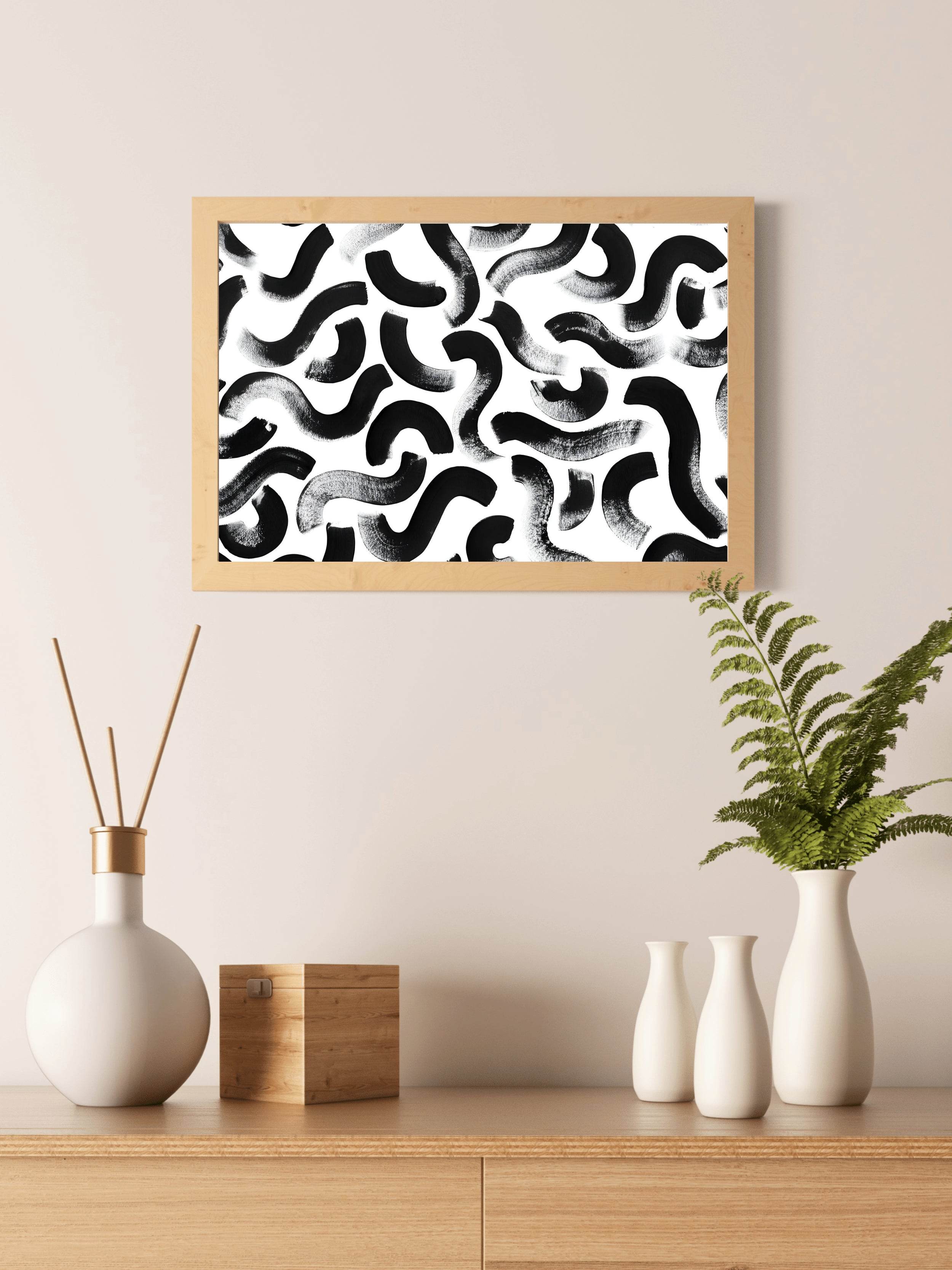 Black Paint Seamless Brush Strokes Wall Art - beink online art store