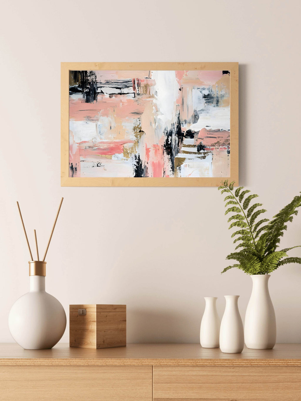 Peachy Keen- Oil Paint Brush Strokes Wall Art - beink online art store