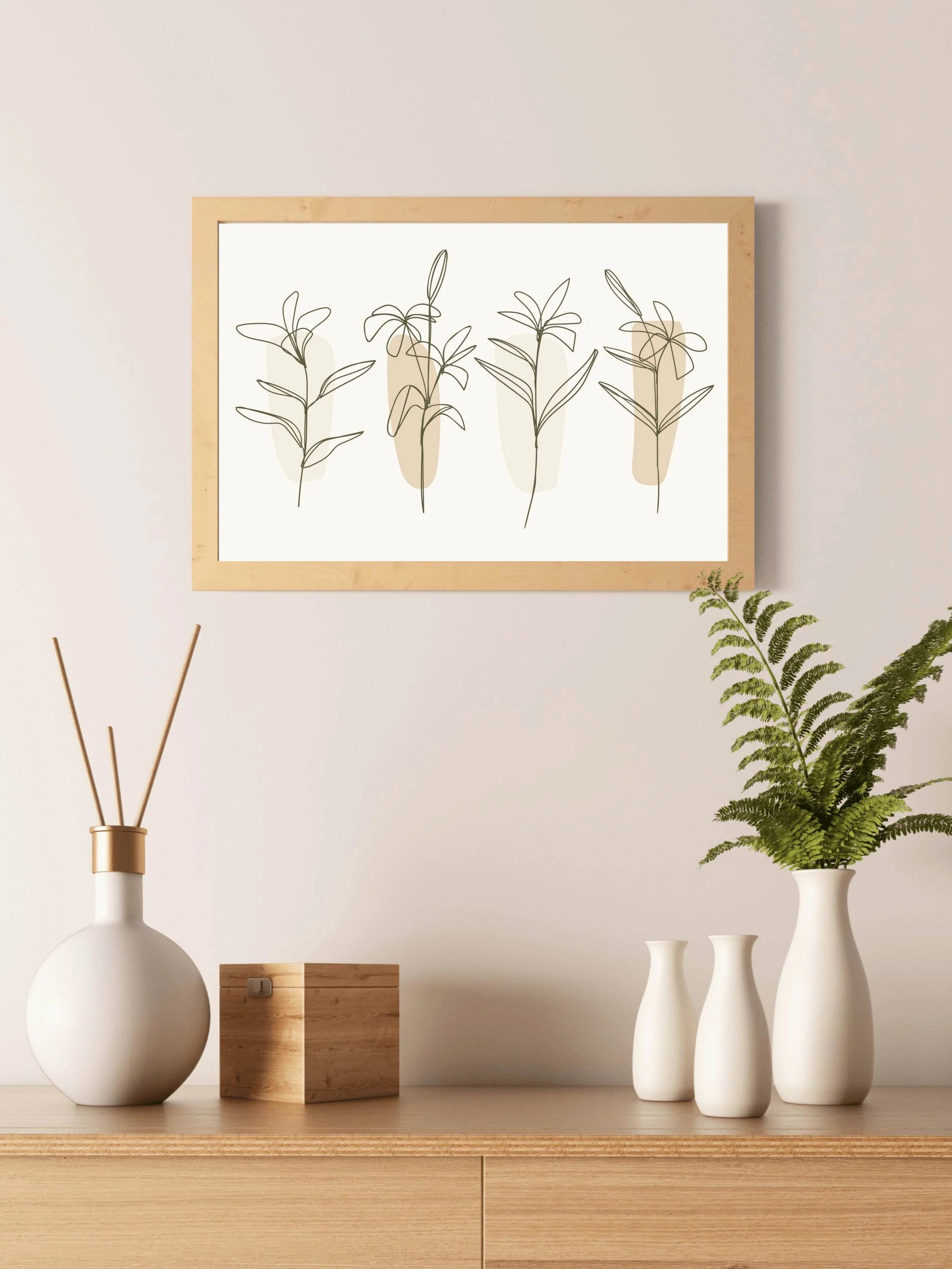 Beautiful Tropical Flowers Line Art - beink online art store