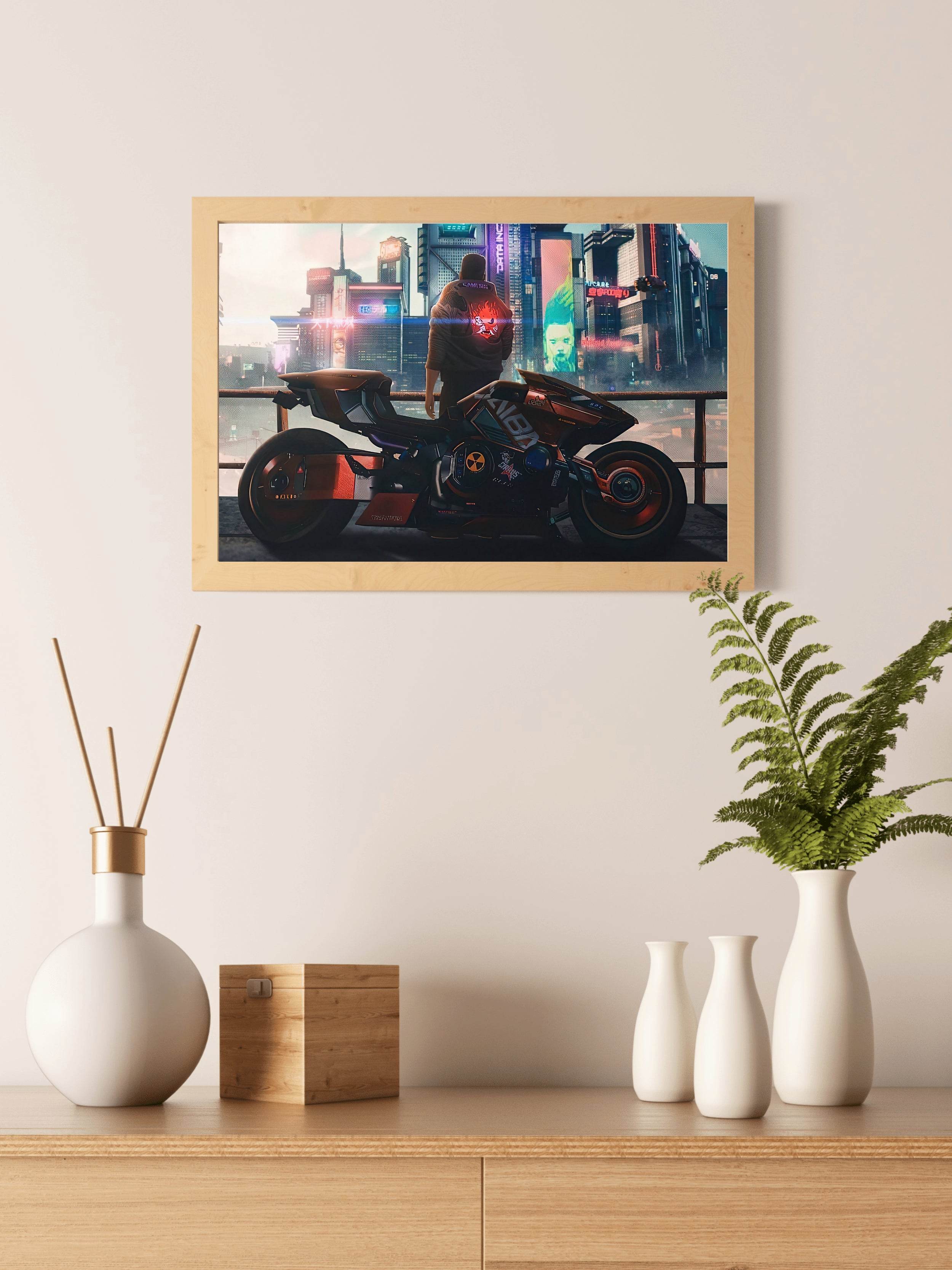 Cyberpunk 2077 Motorcycle Boogeyman Gaming Wall Art - beink online art store