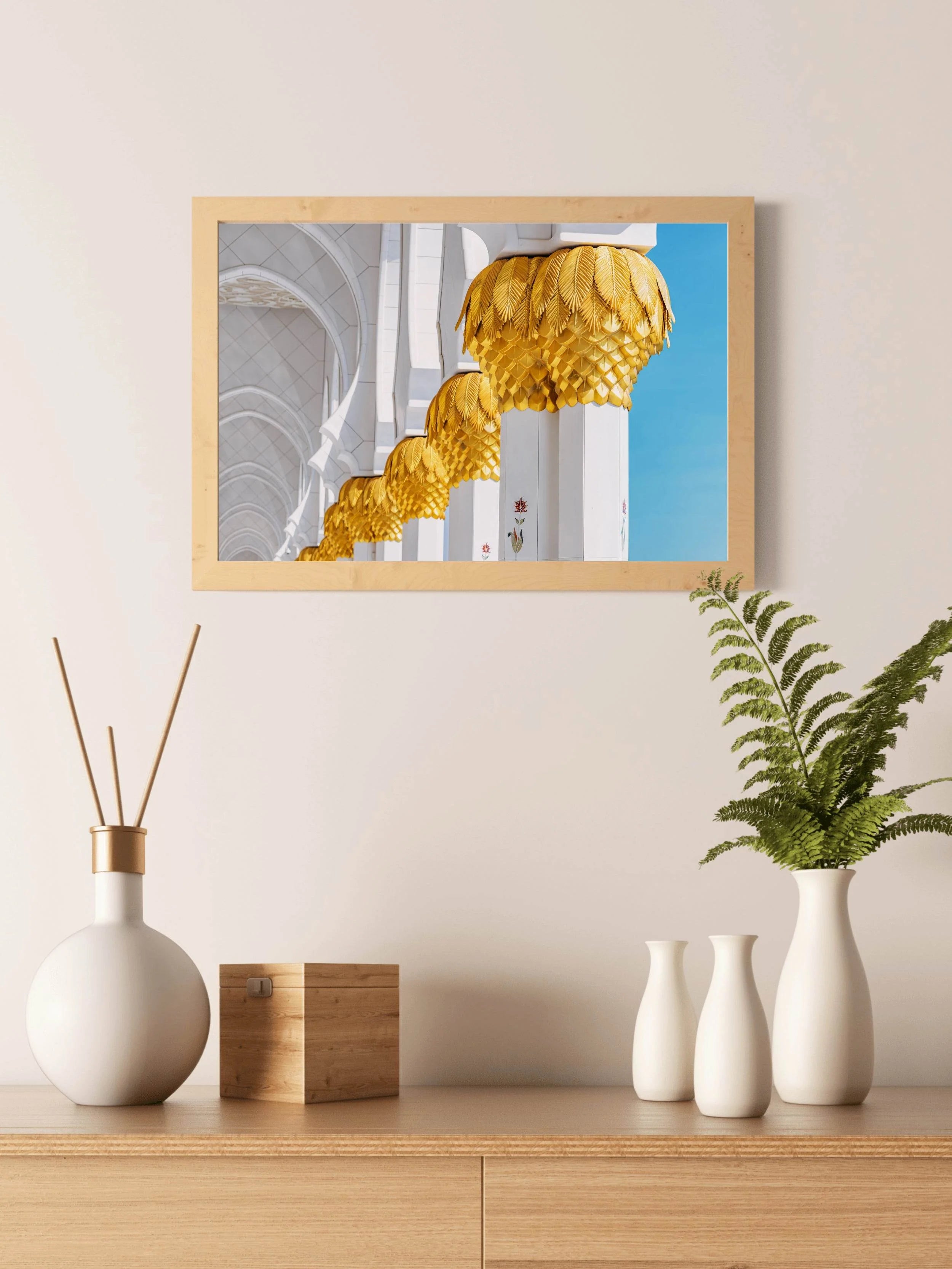 Elegant Golden Pillars Wall Art - beink online art store
