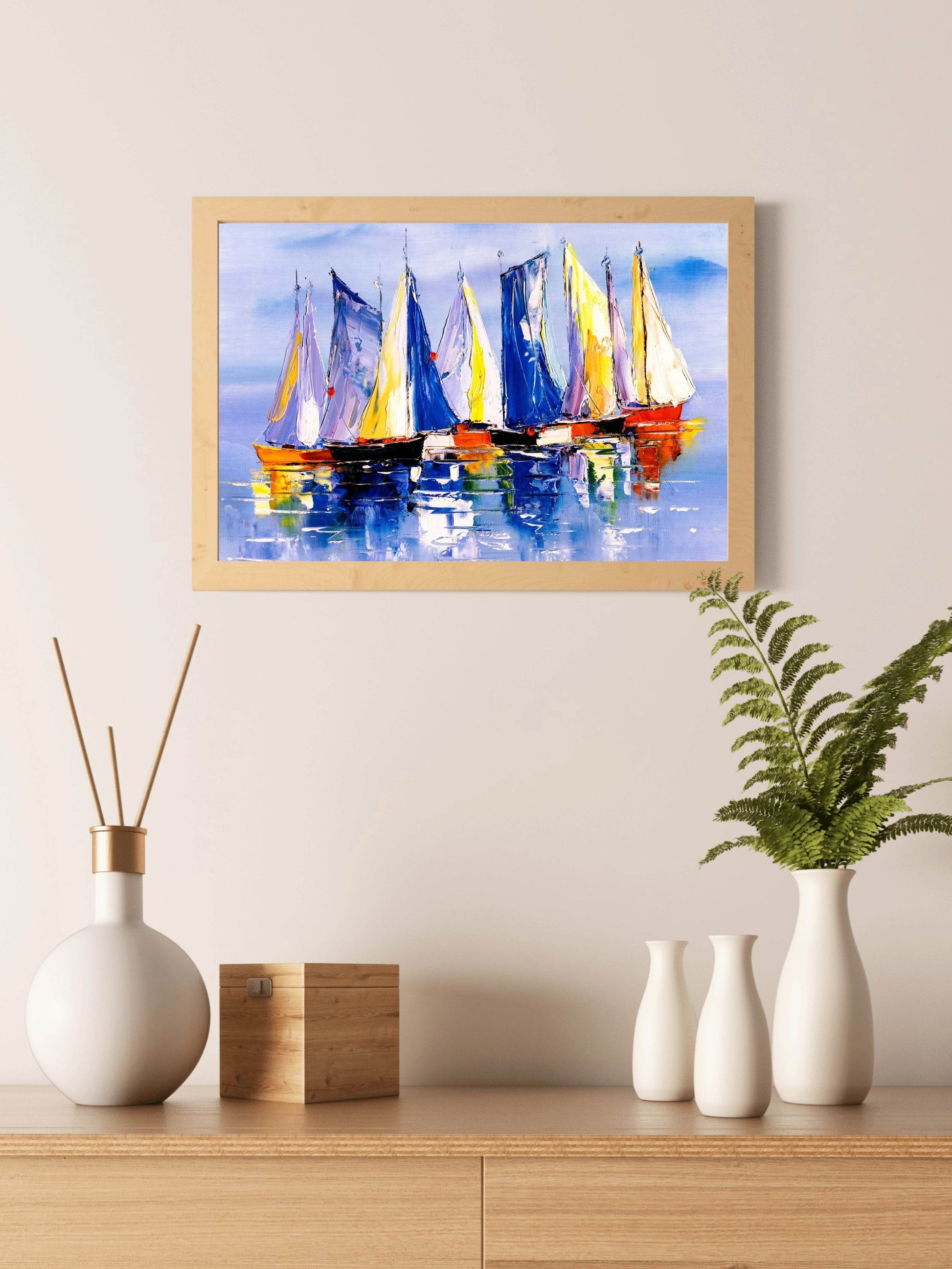 Oil Painting of Colorful Sailboats Wall Art - beink online art store