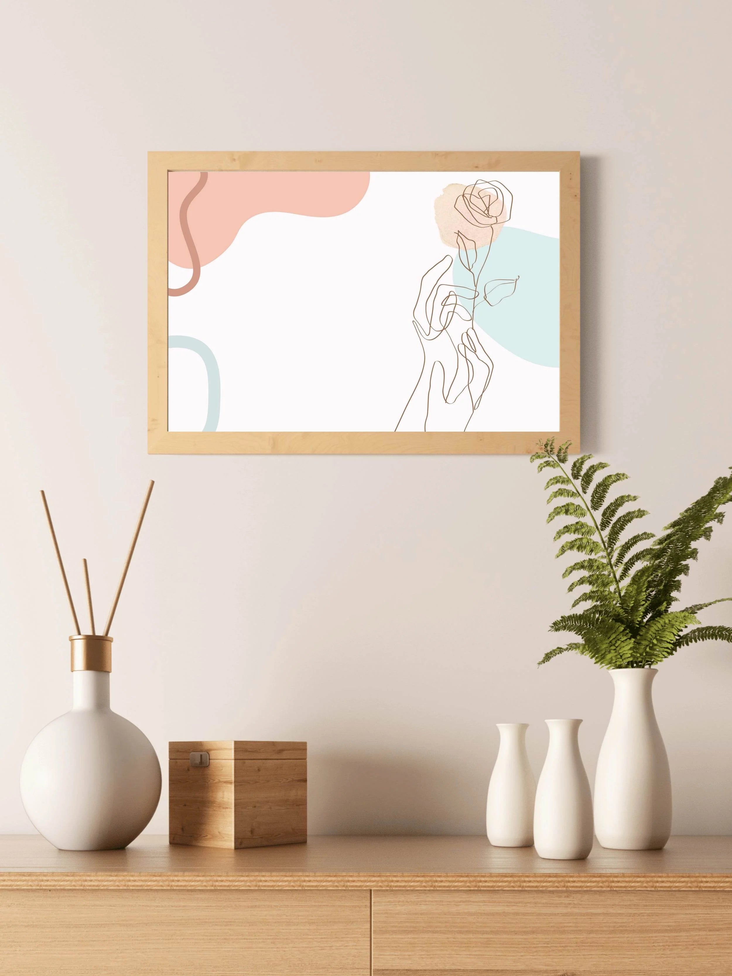 Rose Branch in Hand Wall Art - beink online art store